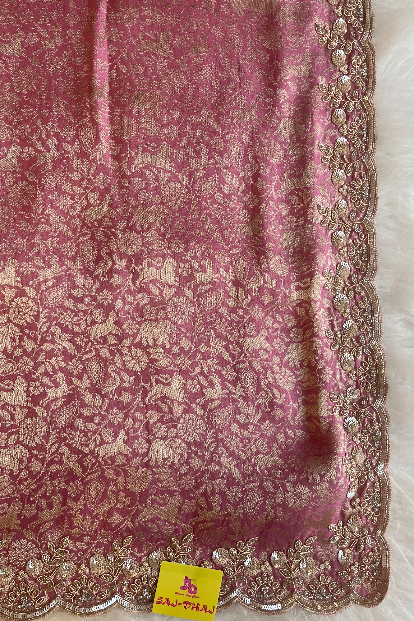 Kanchipuram Silk Saree with Motif Weaving & Zardosi Border 5766 12