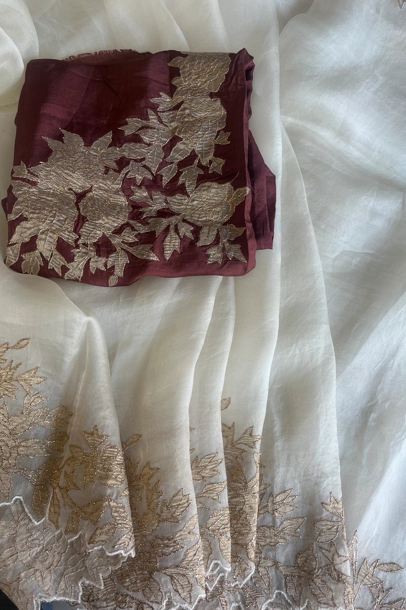 Off White Kora Organza Saree 5766 03