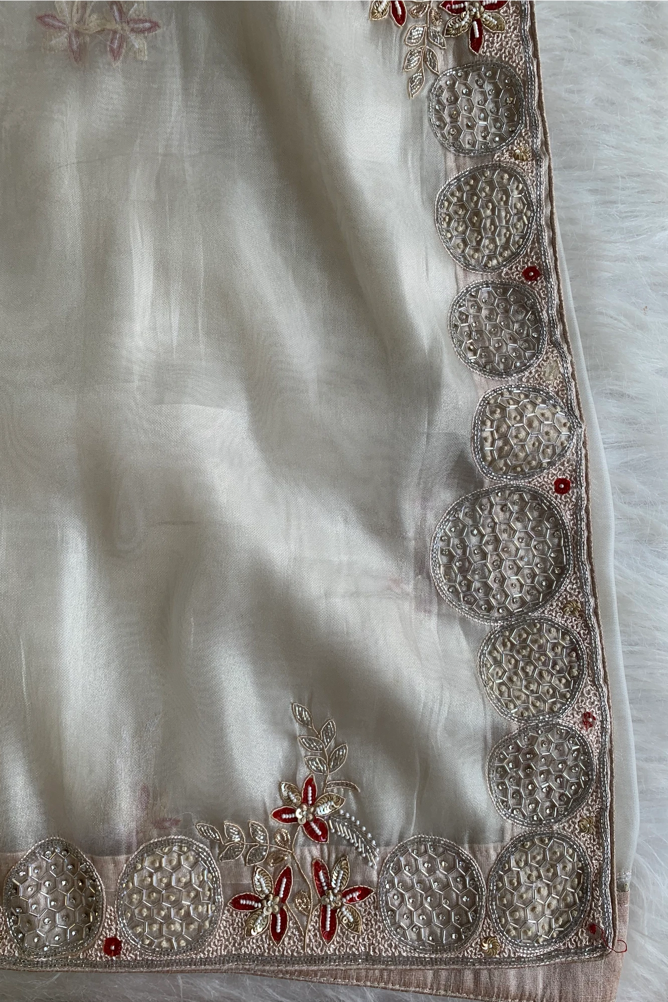 White Embellished Organza Saree 5111 11