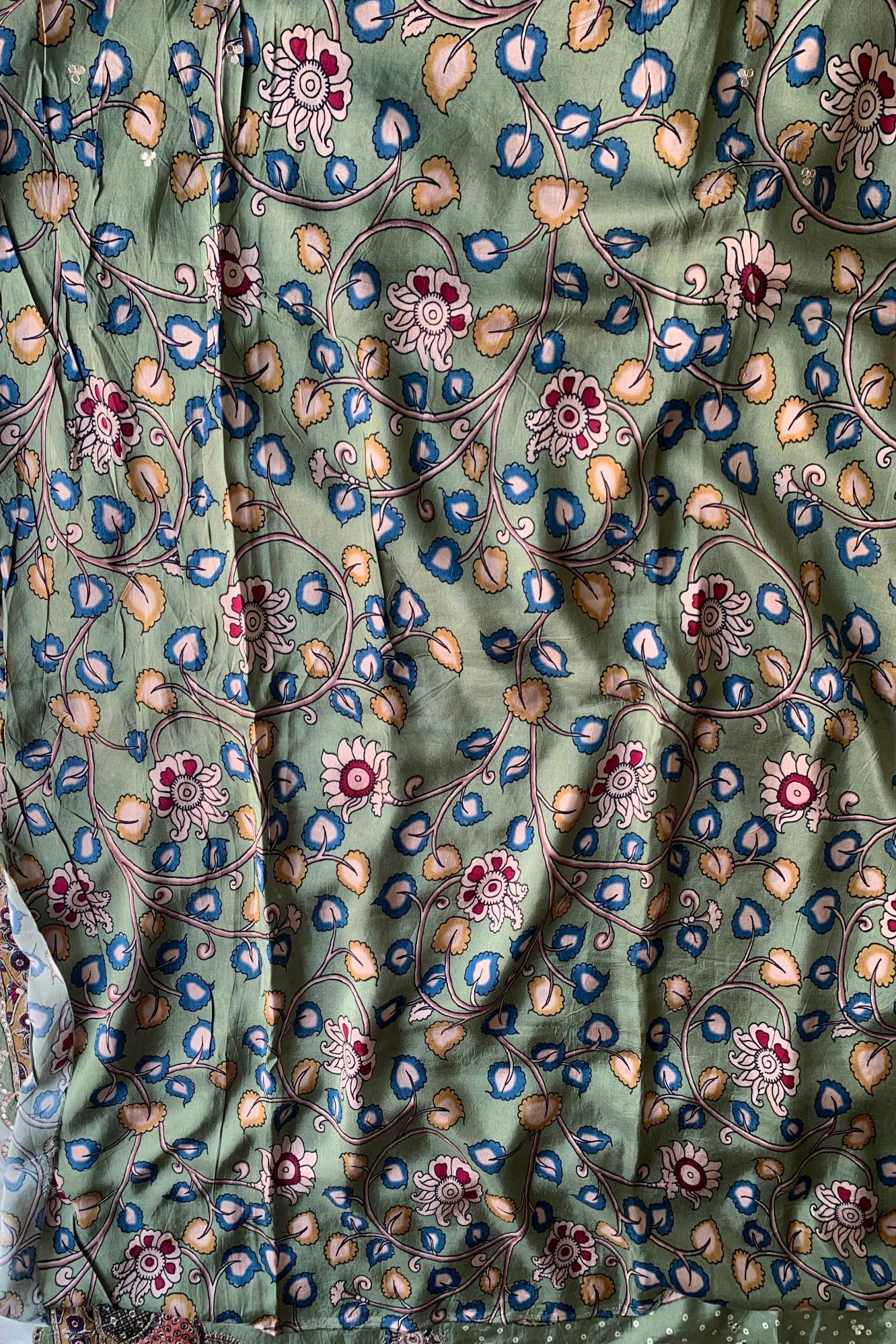 Green Kalamkari Modal Silk Saree 5755 14