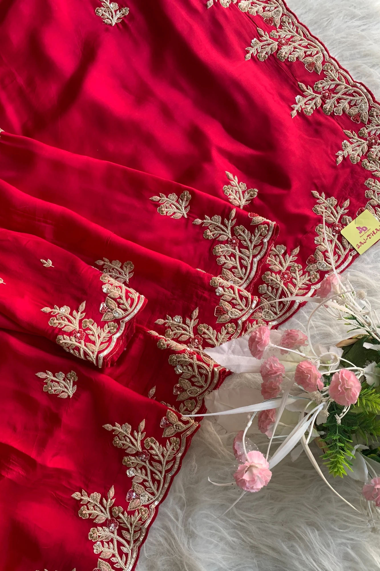 Pink Habutai Silk Saree 5639 04