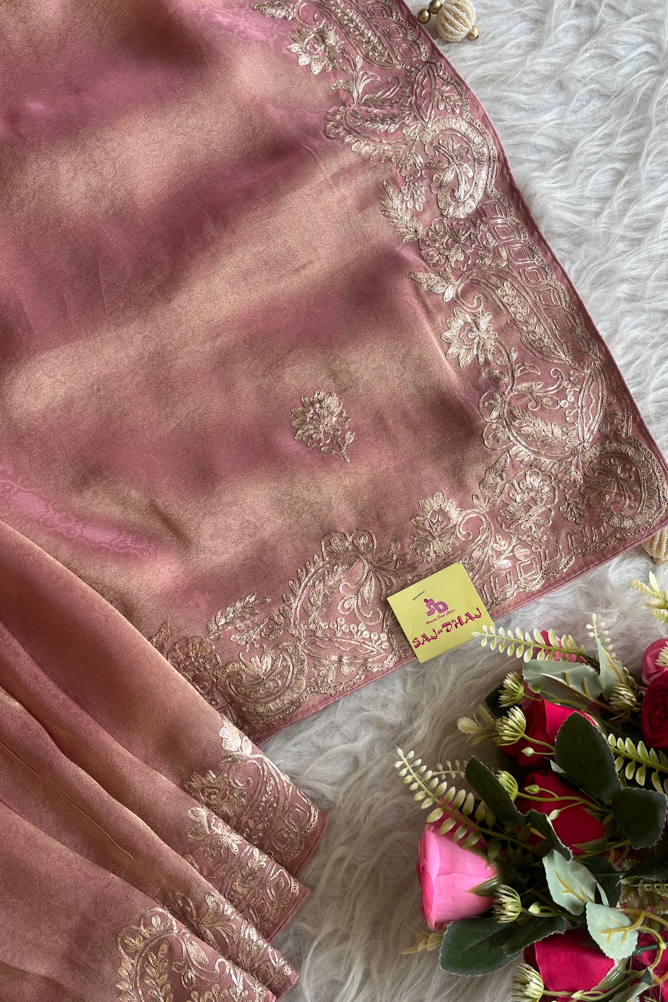 Peach Kanchipuram Tissue Saree 5659 21