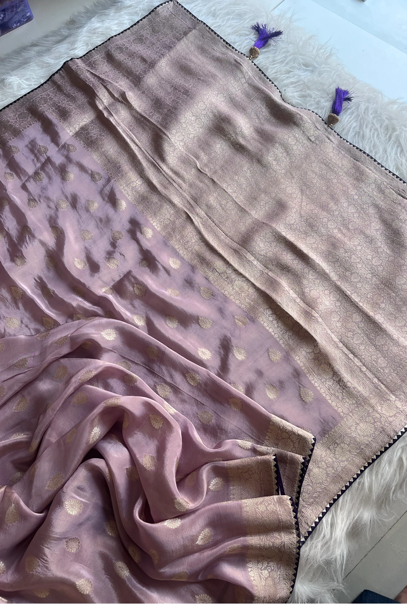 Lavender Banarasi Saree with Purple Jamawar Blouse