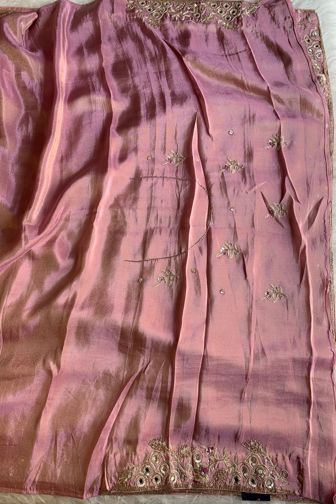 Pink Embellished Tissue Saree 5792 02
