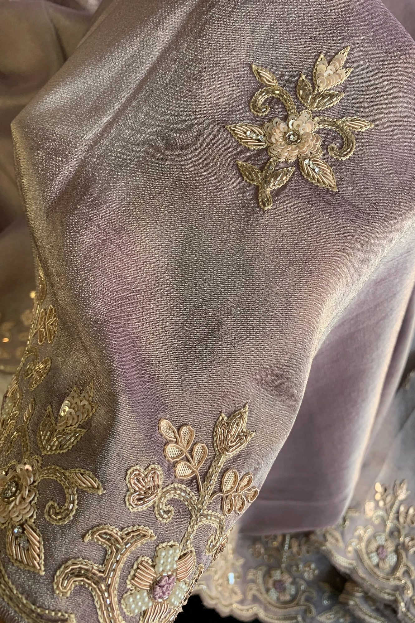 Lilac Aari Embellished Tissue Saree 5760 01