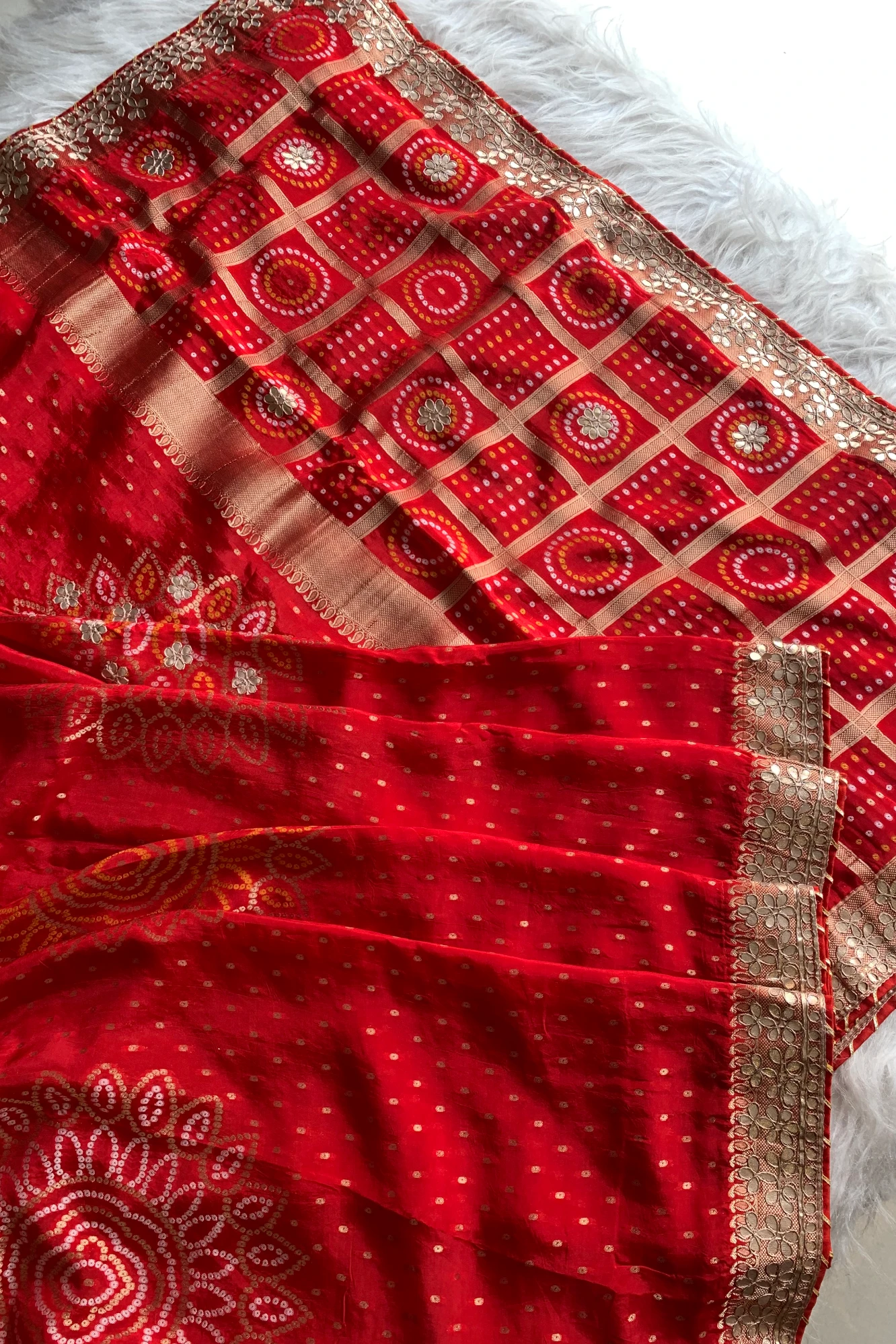 Red Bandhej Russian Silk Saree 5772 10
