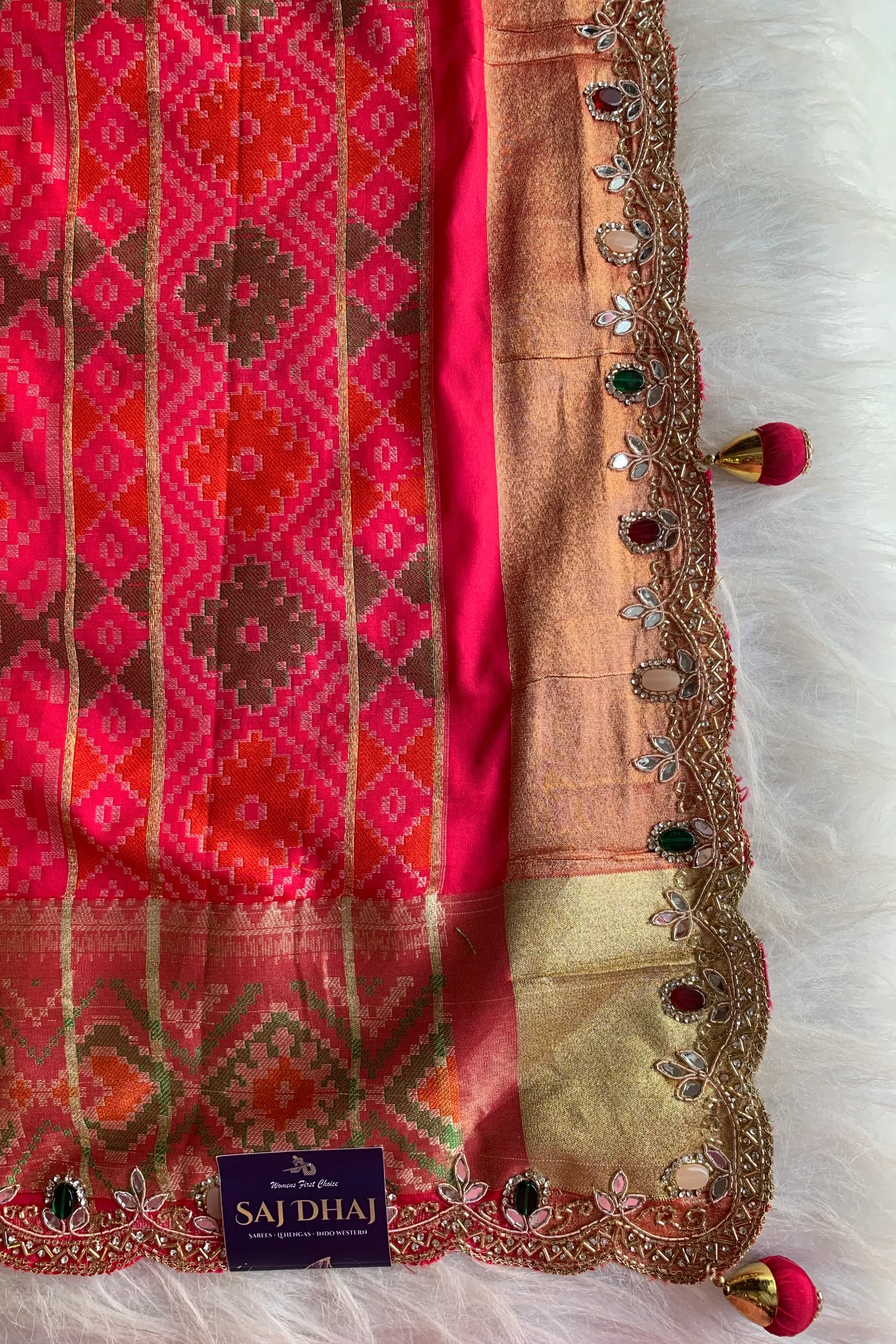 Pink Patola Jewel Work Banarasi Saree 5862 02