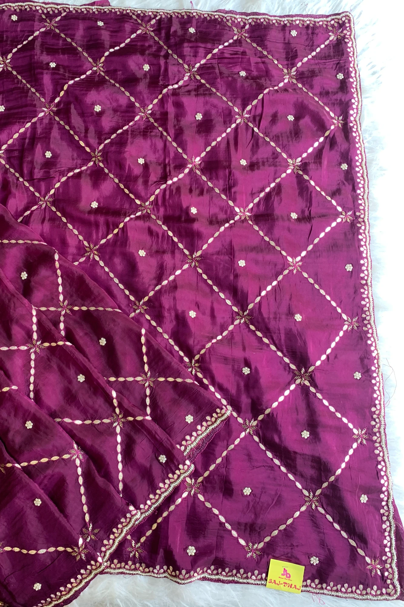 Purple Gota Jaal Habutai Silk Saree 5700 03