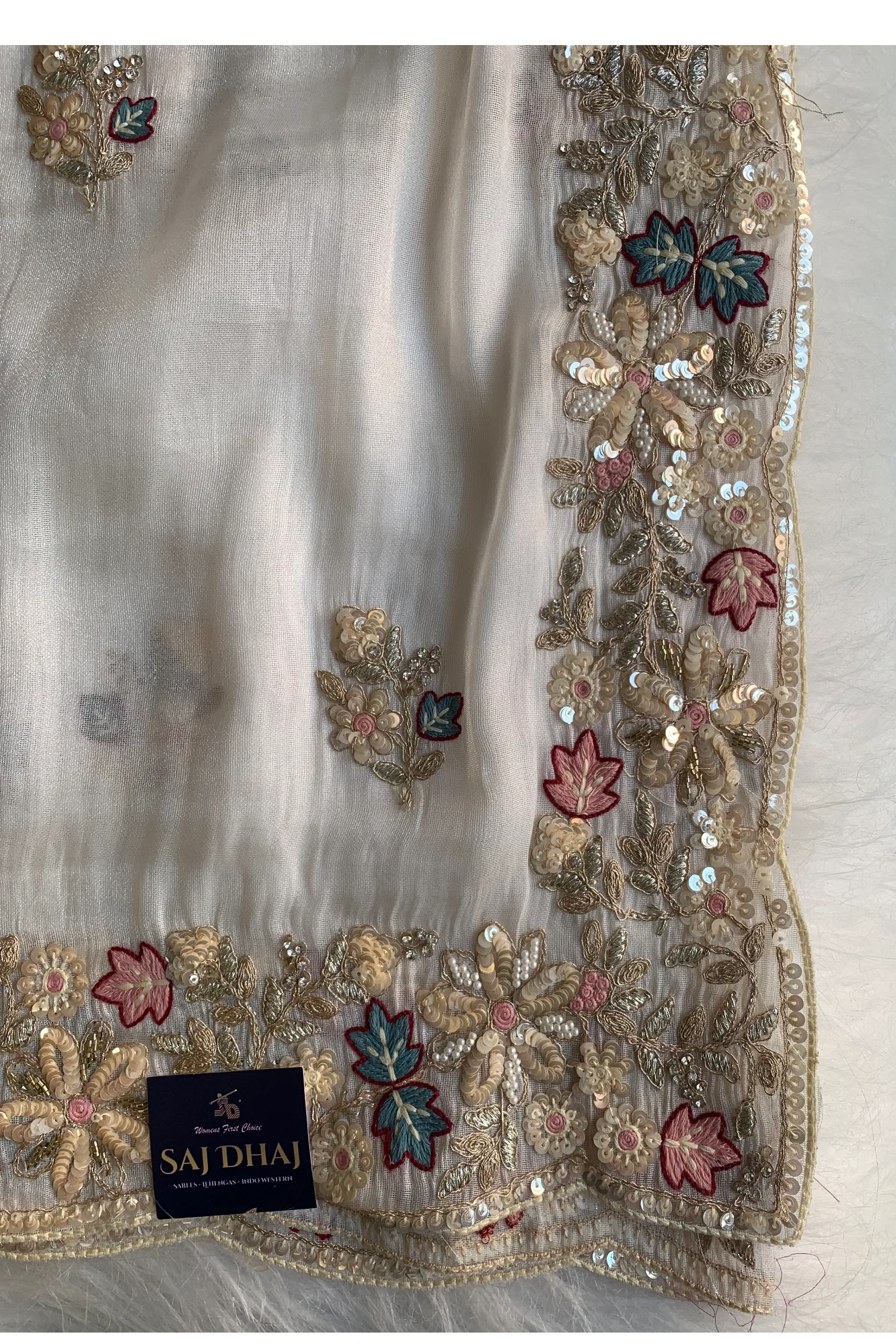 White Reyana Organza Saree 5795 01
