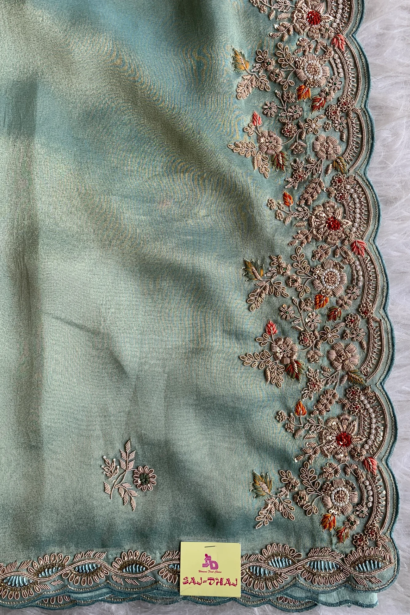 Mint Green Tissue Saree 5664 02