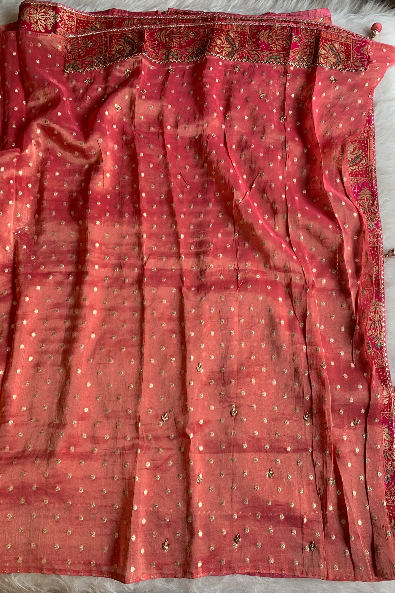 Blush Pink Jamawar Border Tissue Saree 5763 08