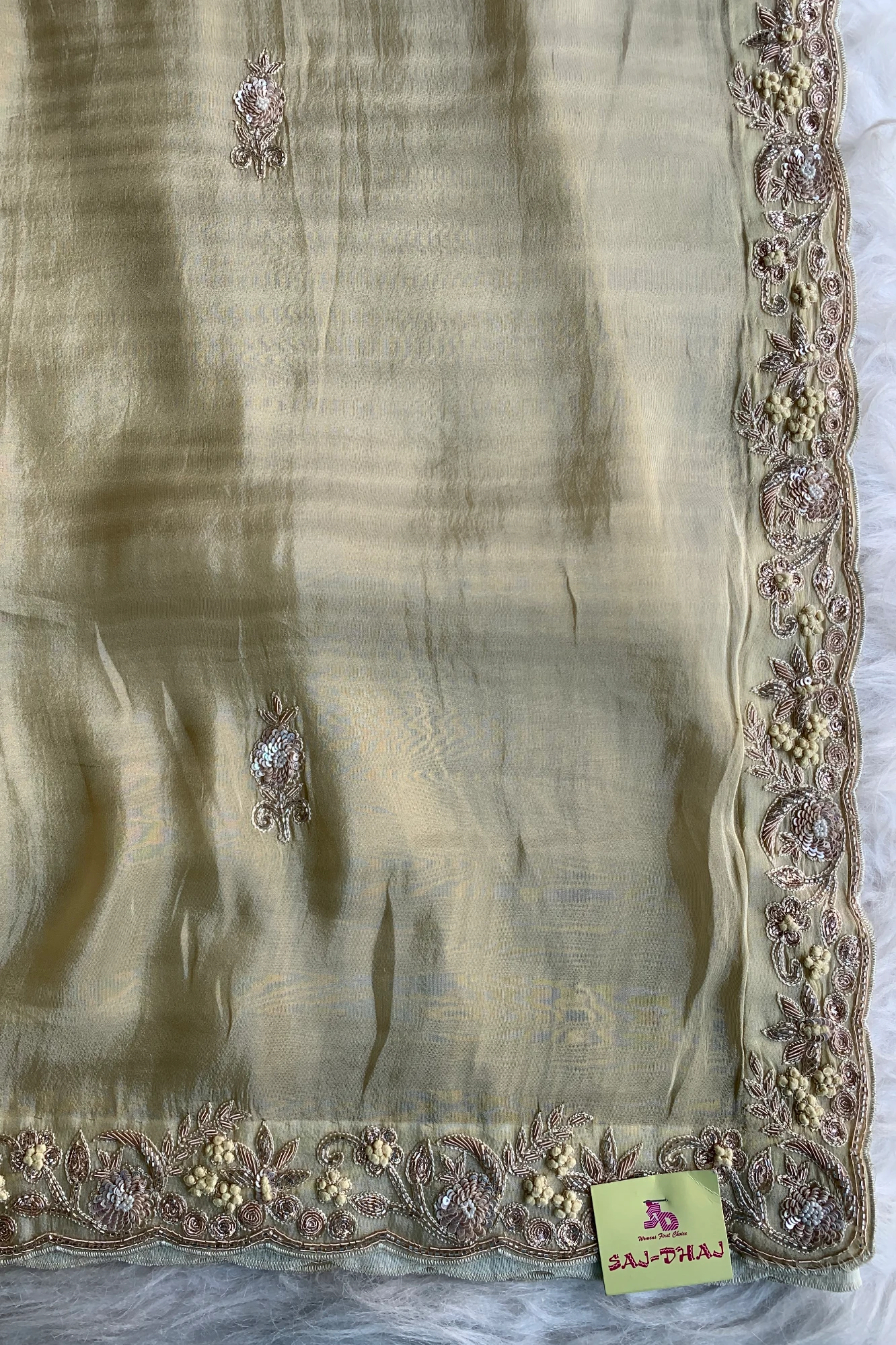 Butter Yellow Tissue Saree 5523 01