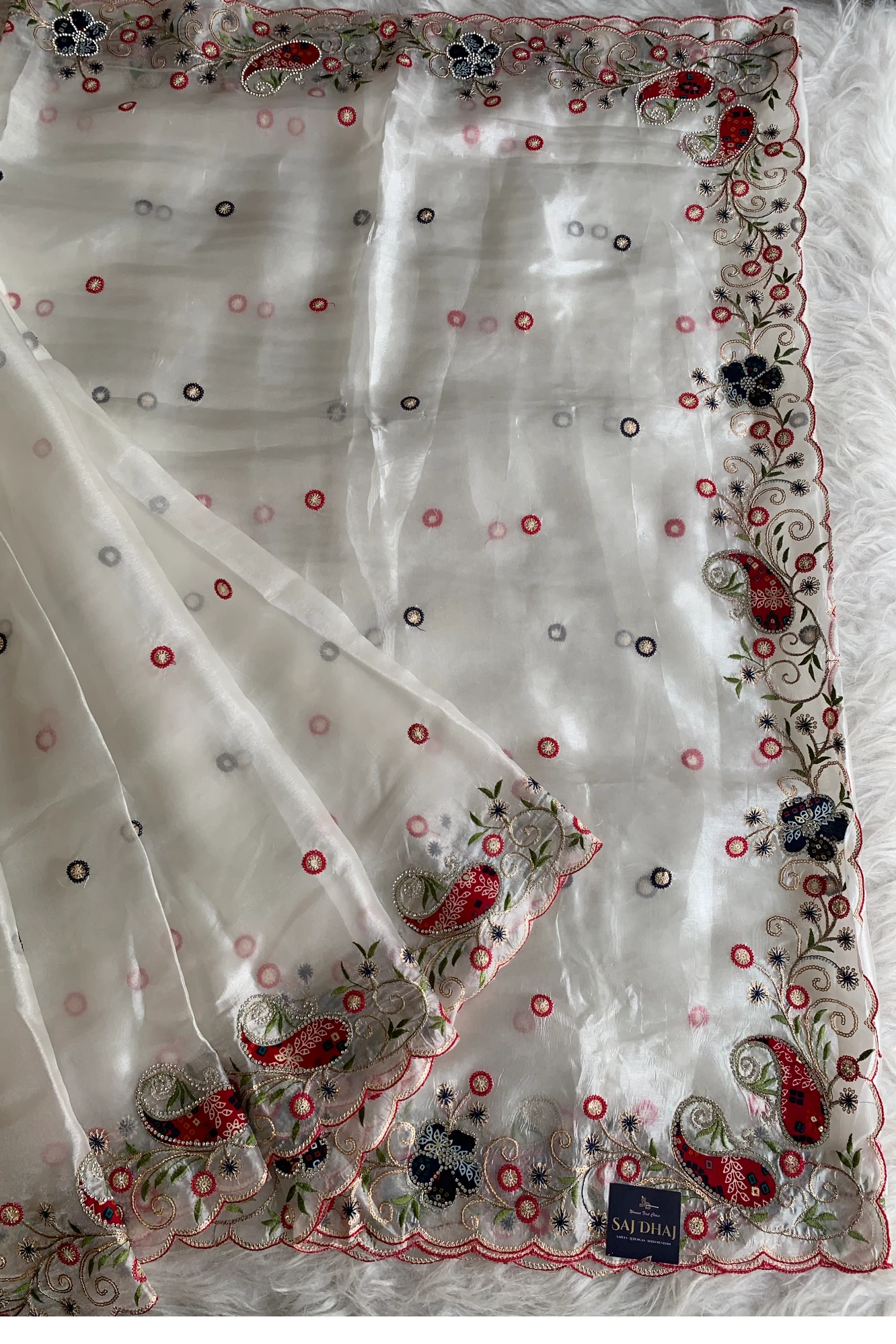 White Glass Tissue Saree 5786 10