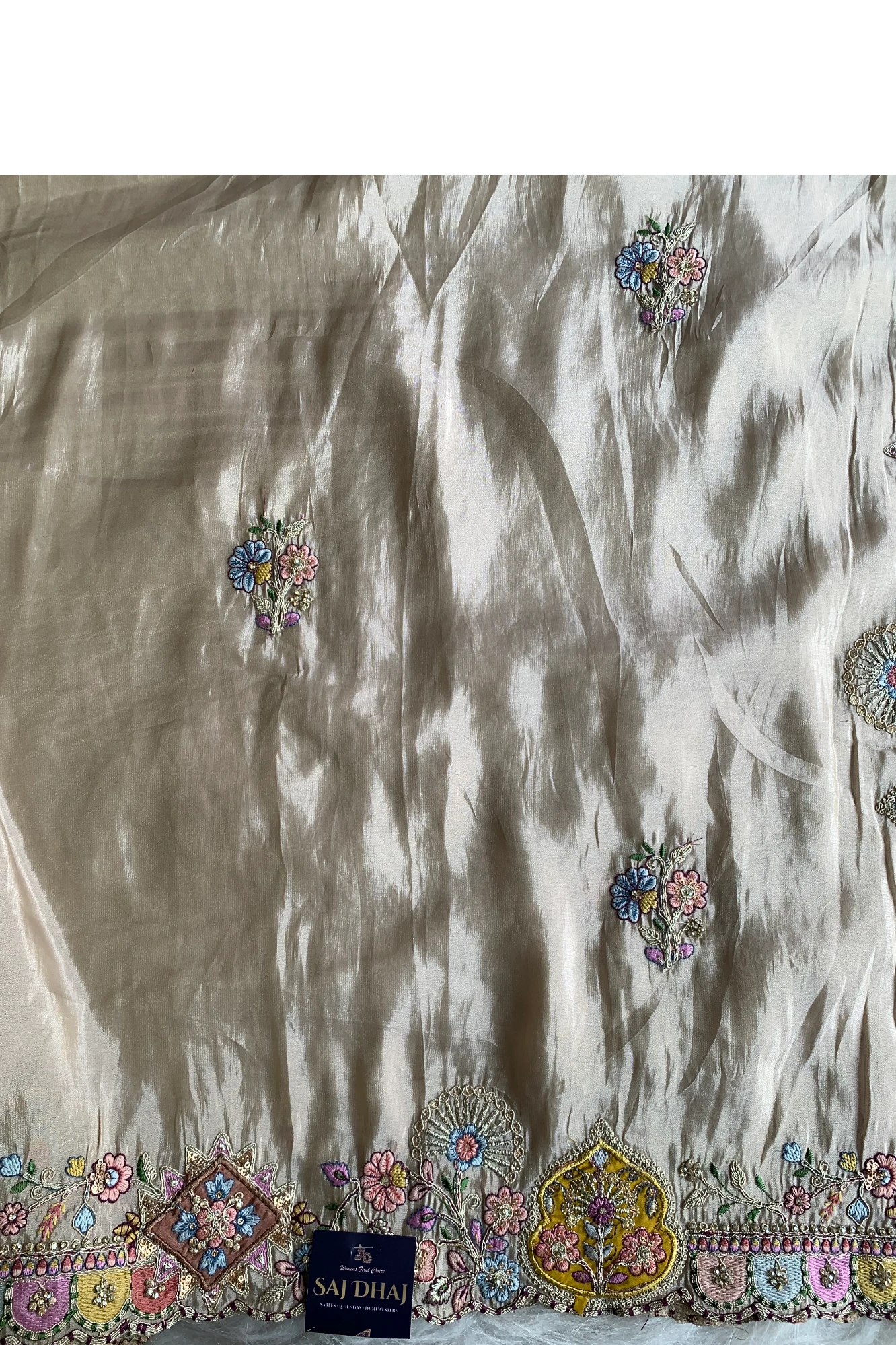 Beige Multicolored work Saree 5786 04