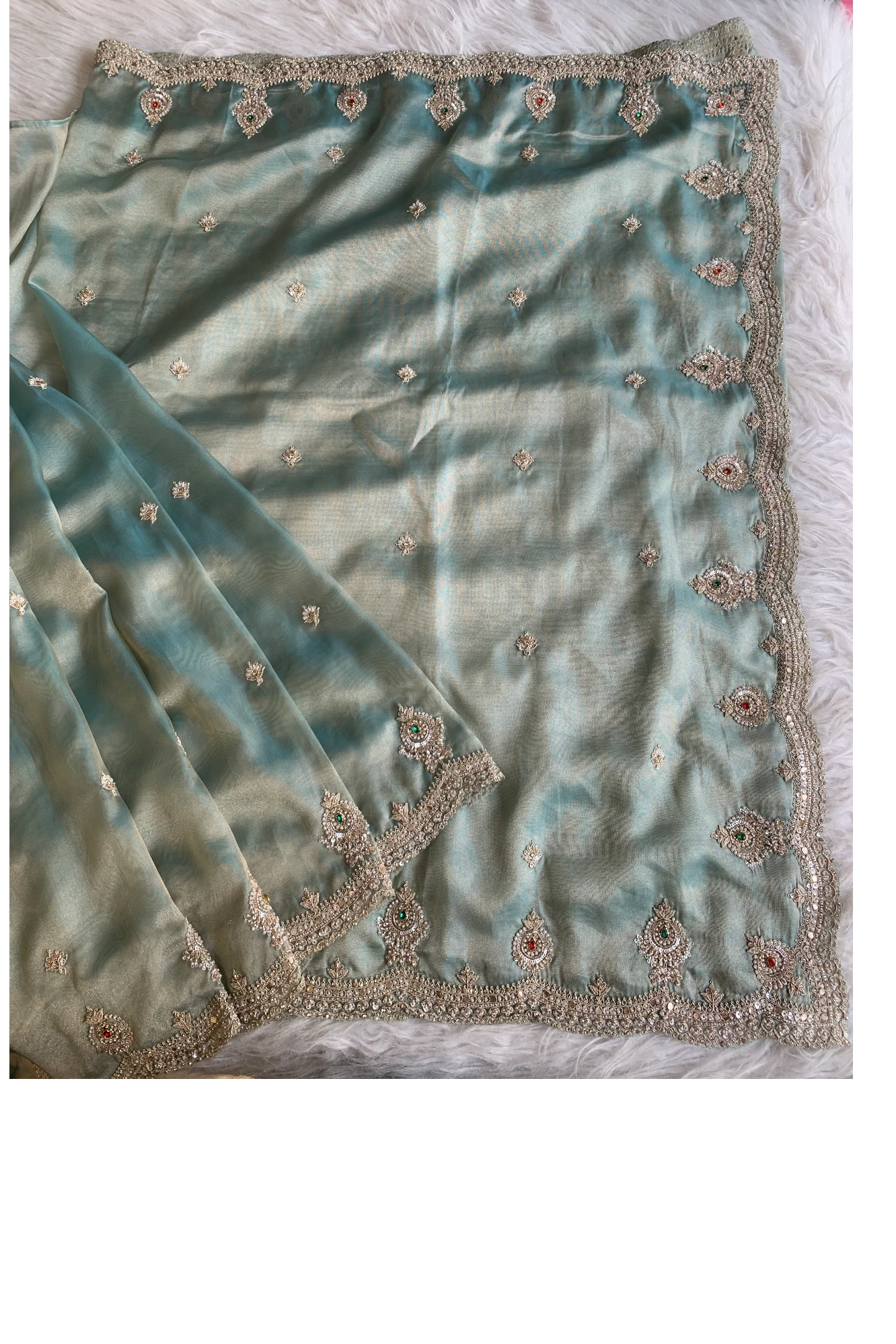 Sea Green Tissue Organza Saree 5775 03