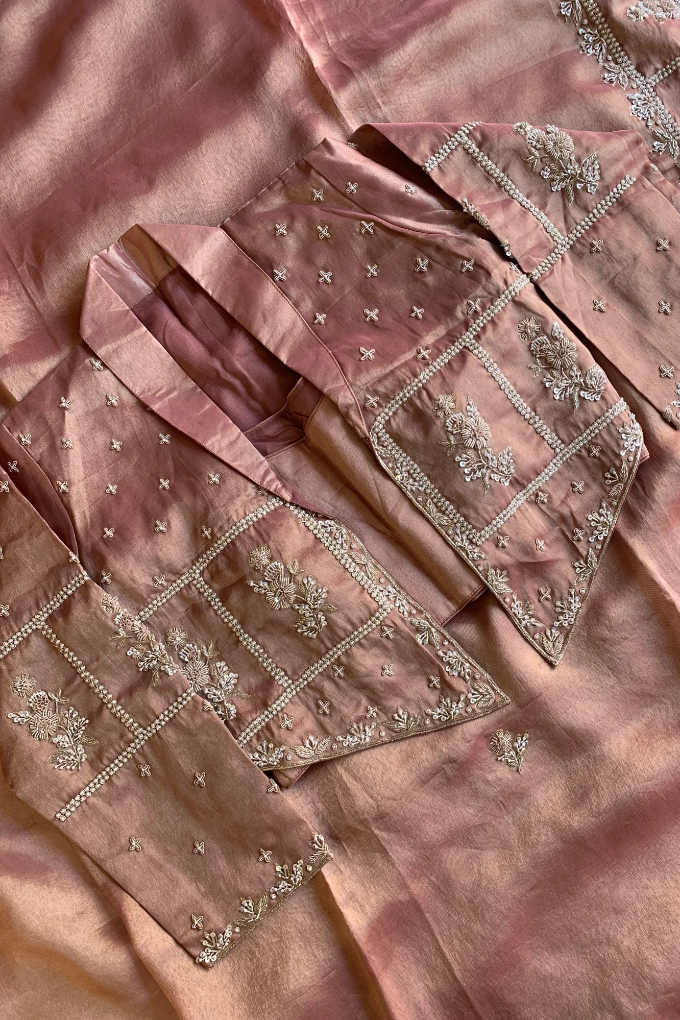Brick Embellished Tissue Saree 5764 17