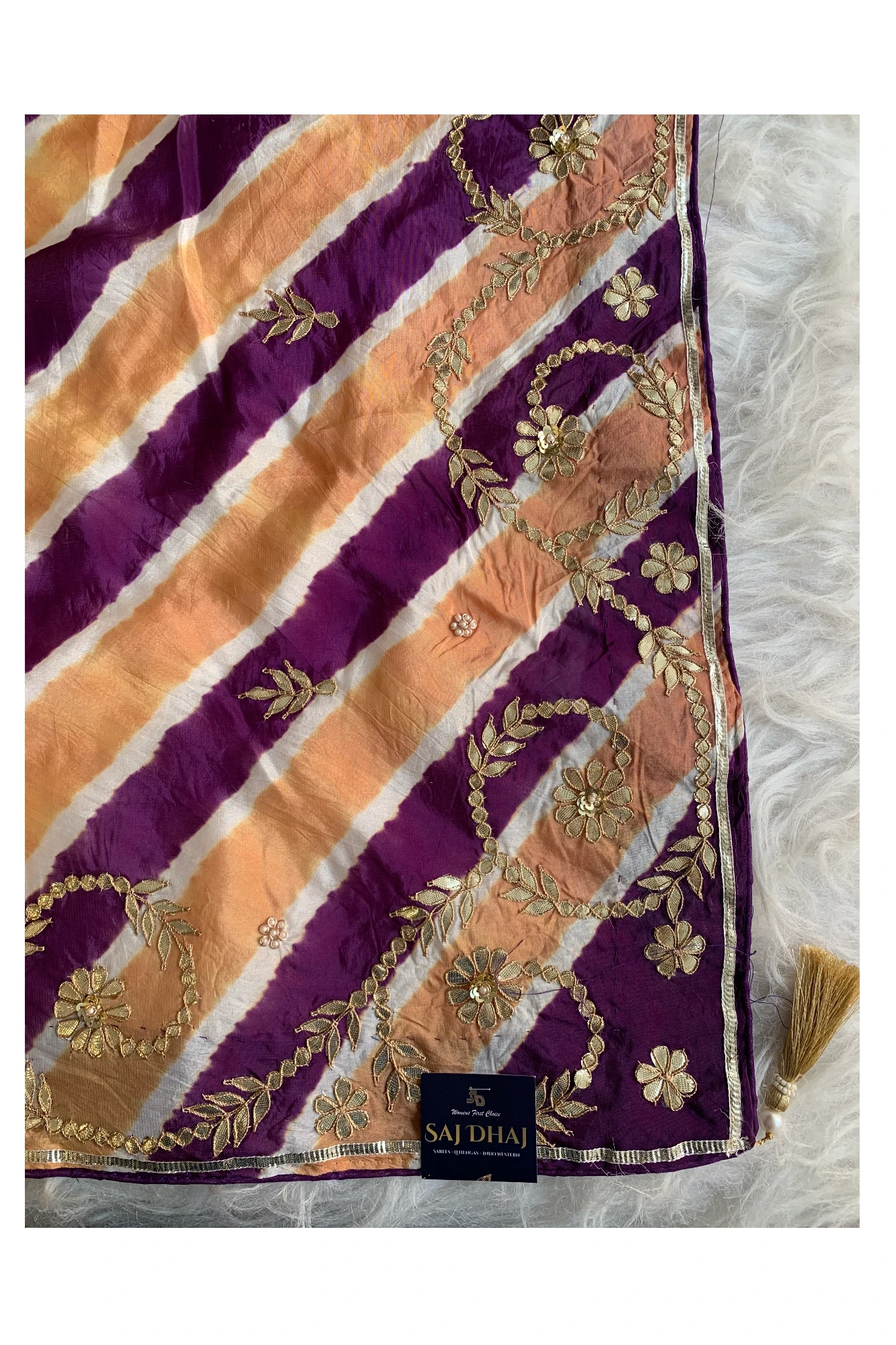 Purple Leheriya Russian Silk Saree 5825 01