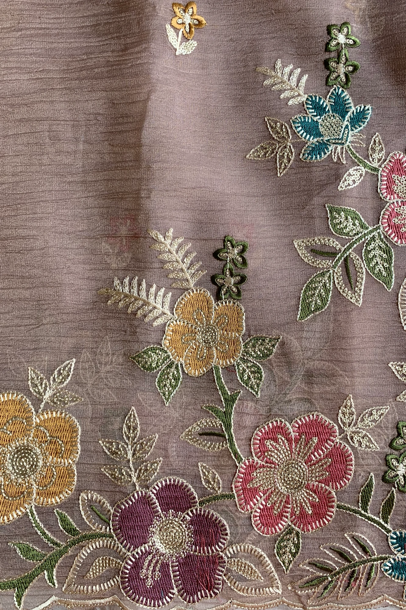 Dusty Purple Crush Tissue Organza Floral Saree 5773 04