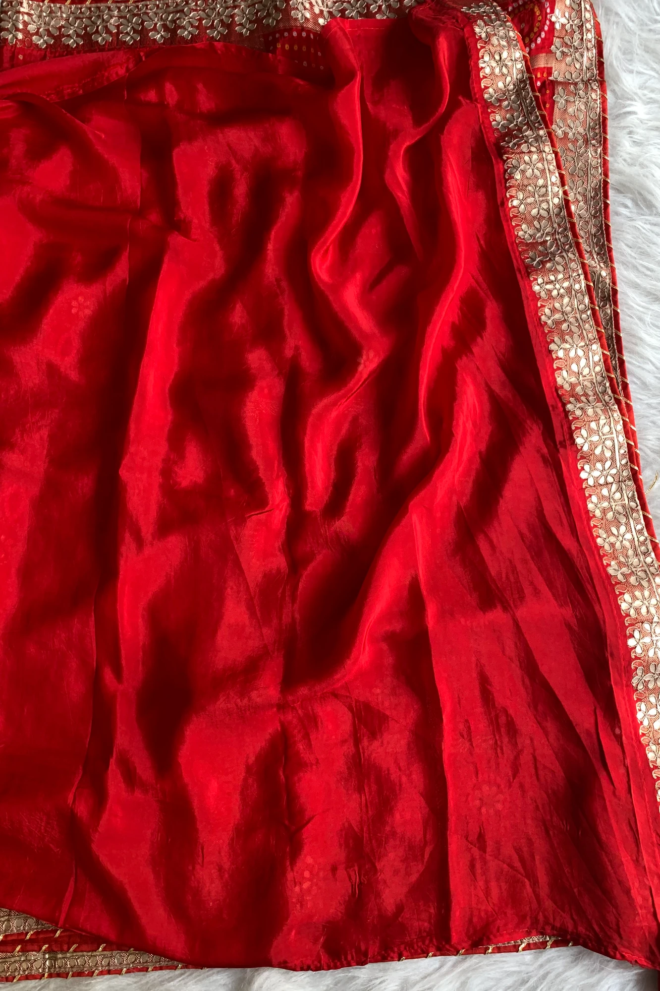 Red Bandhej Russian Silk Saree 5772 10