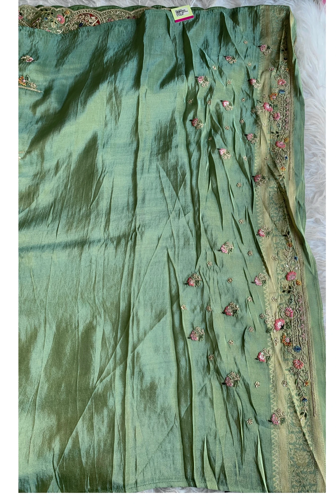 Green Banarasi Silk Saree 5777 09