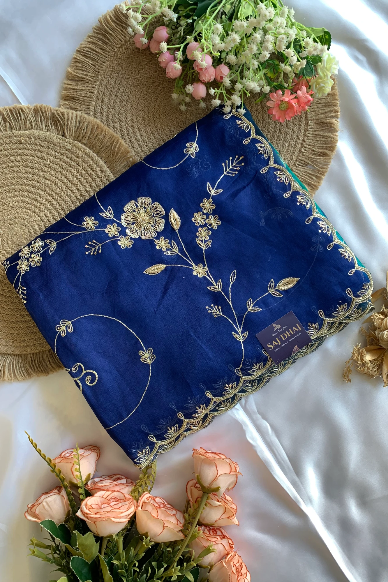 Blue Shaded Organza Saree 5853 03