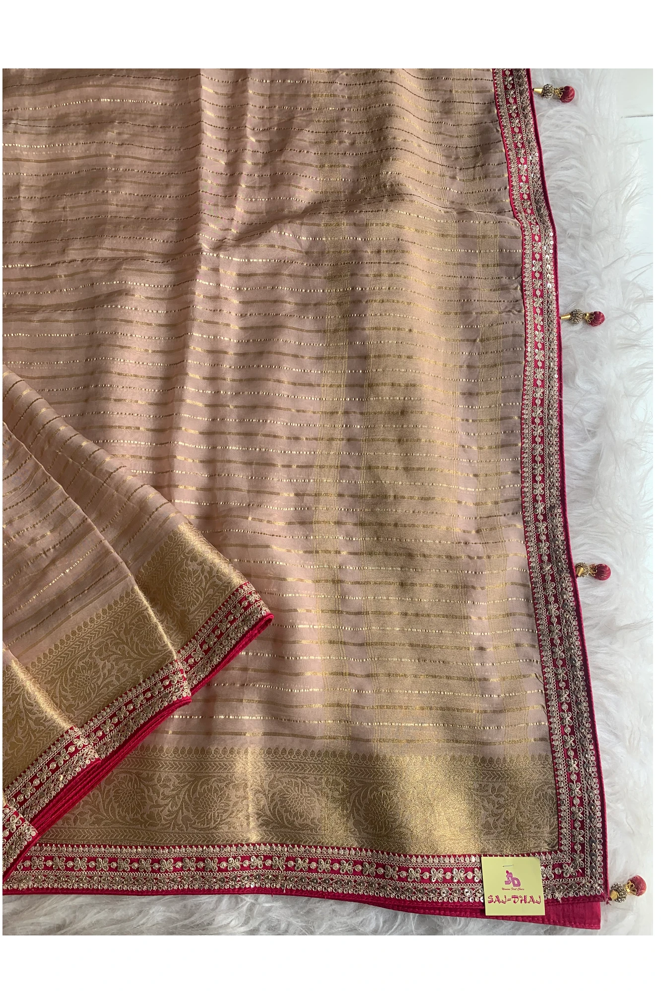 Beige Banarasi Silk Saree 5777 02