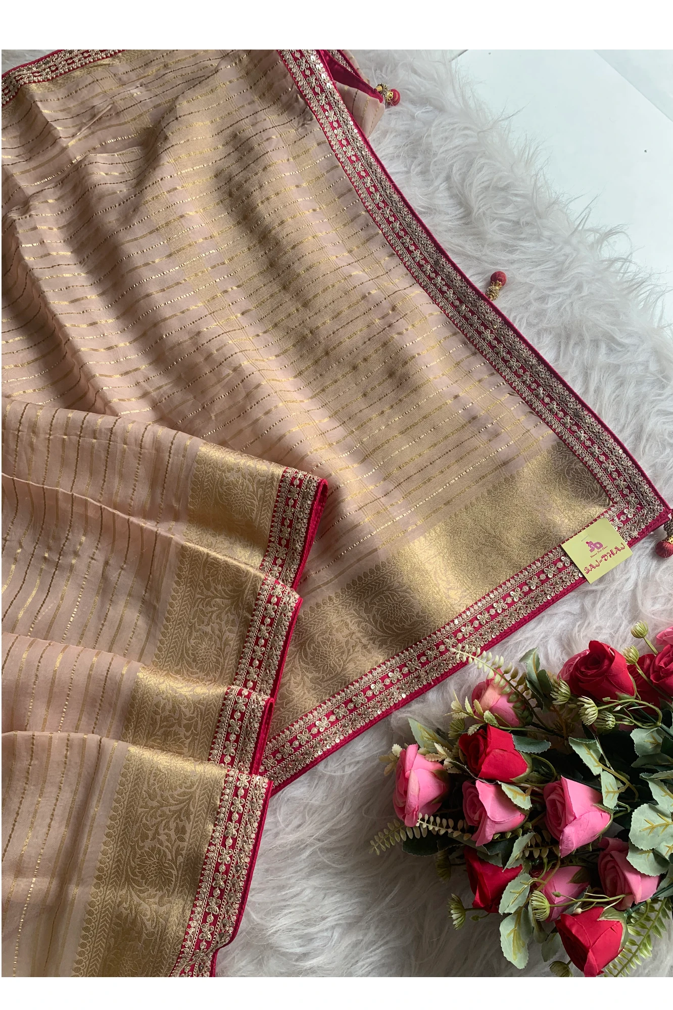 Beige Banarasi Silk Saree 5777 02