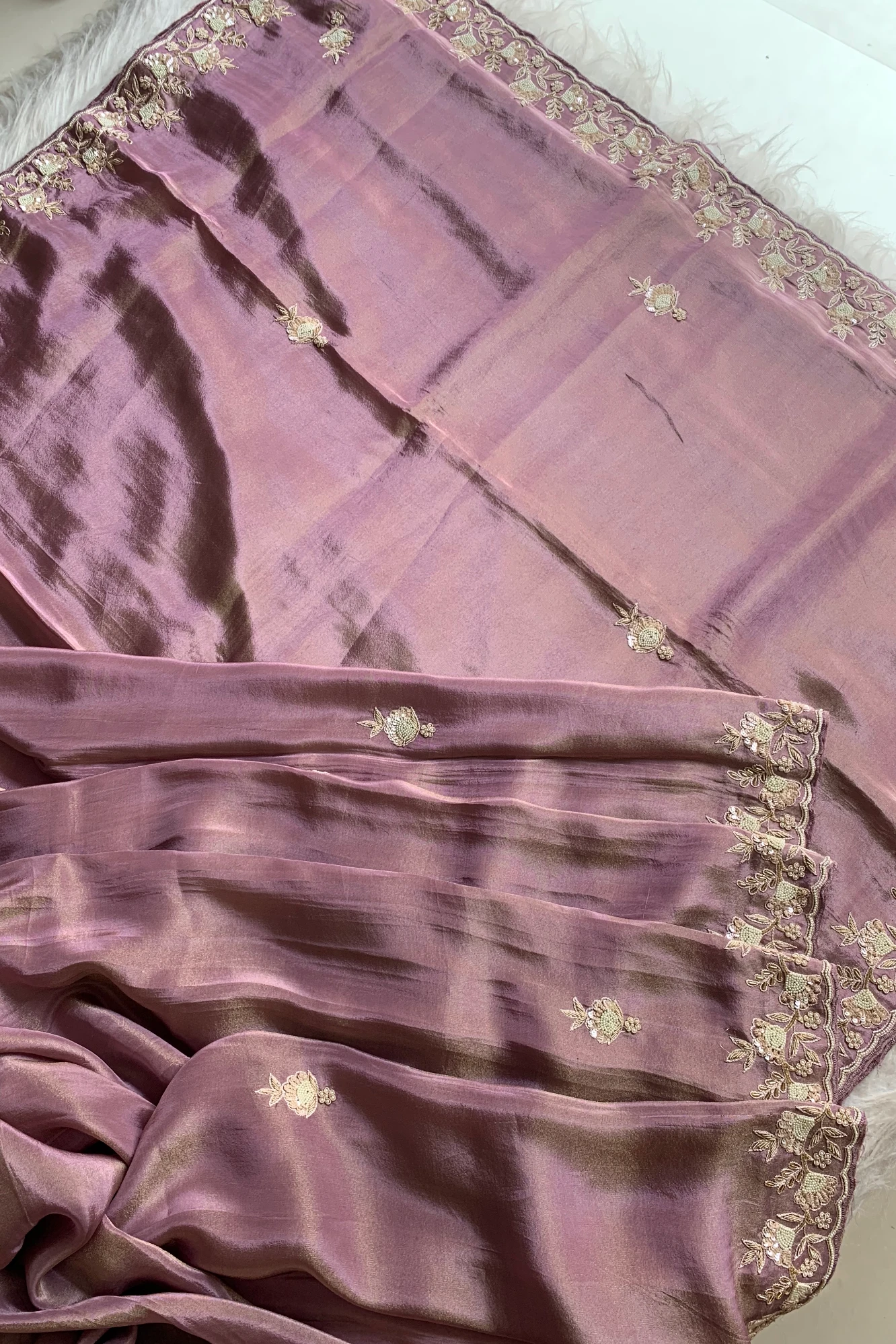 Lilac Embellished Tissue Saree 5189 02