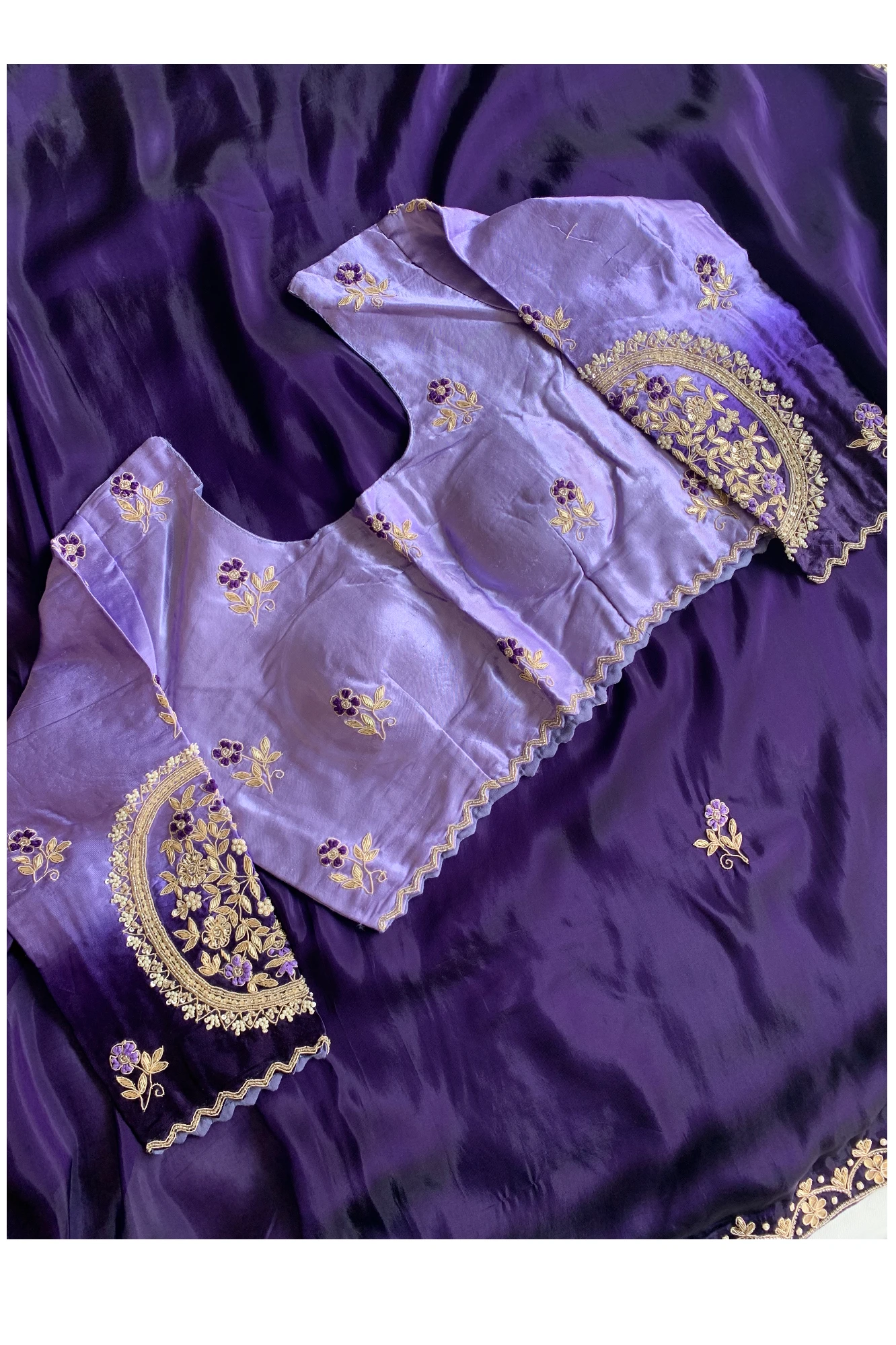 Purple Habutai Silk Saree 5651 22