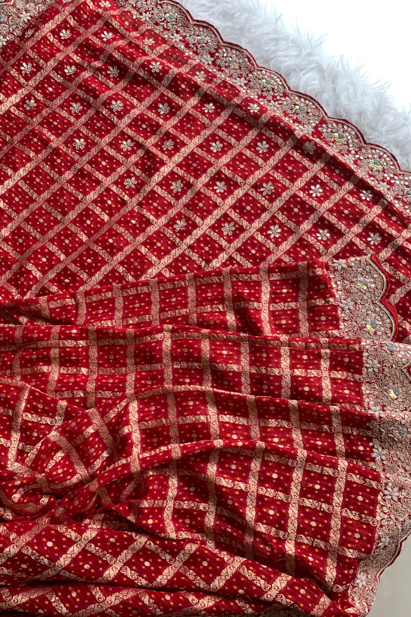 Red Gharchola Gota Patti Saree 5700 16