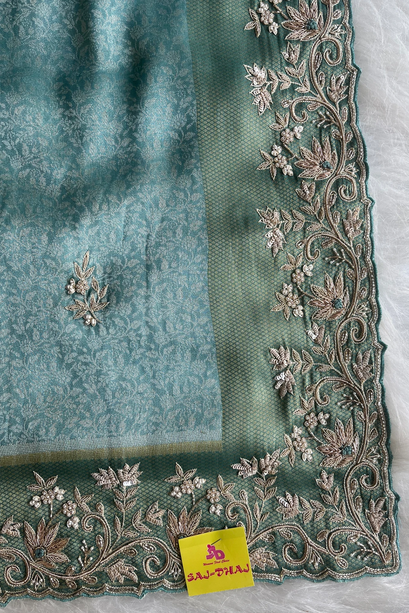 Sea Blue Kanchipuram Silk Saree 5764 05