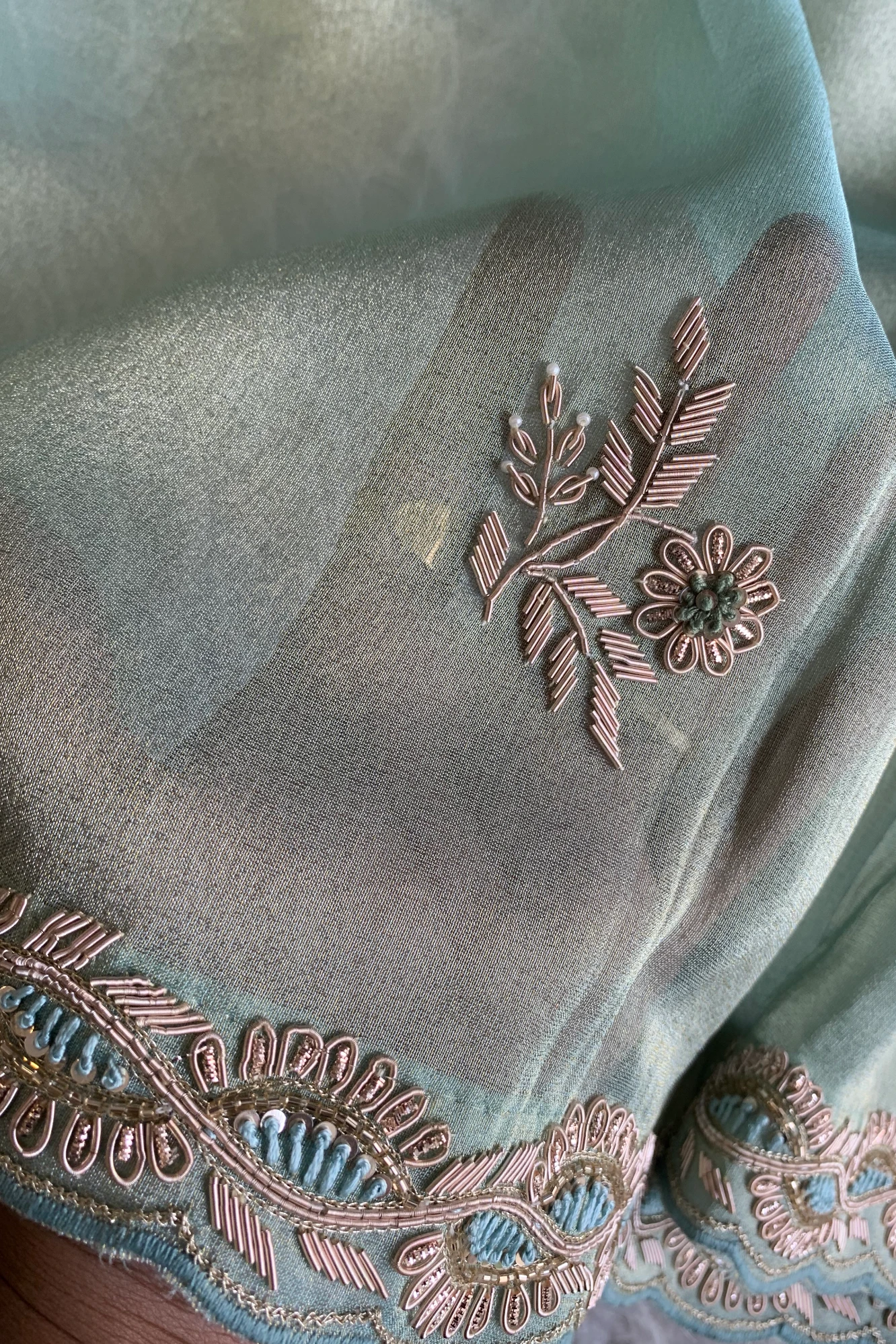 Mint Green Tissue Saree 5664 02