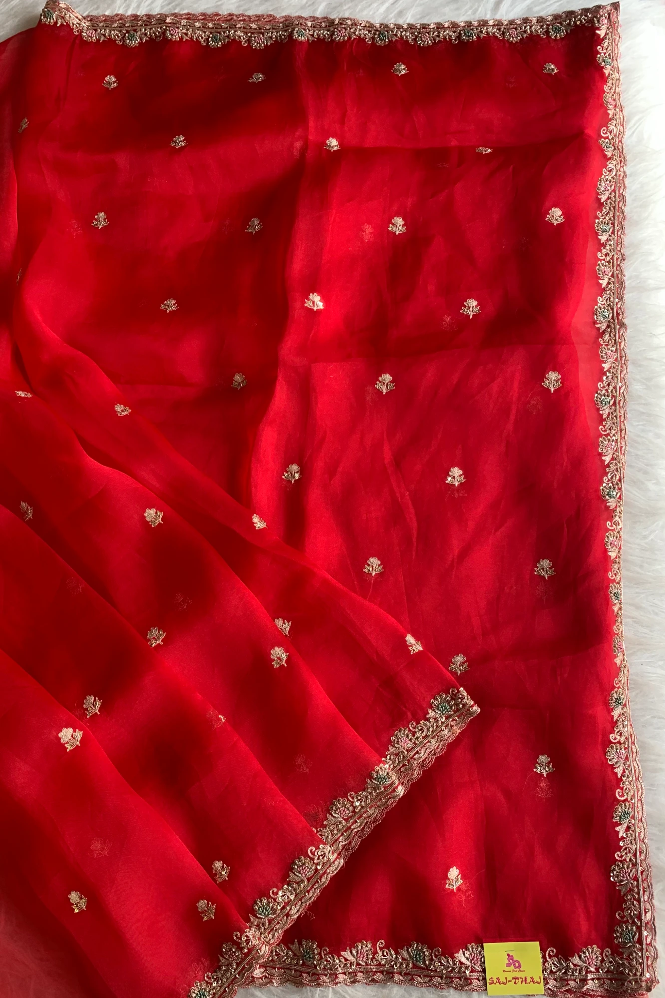 Red Organza Saree 5750 11