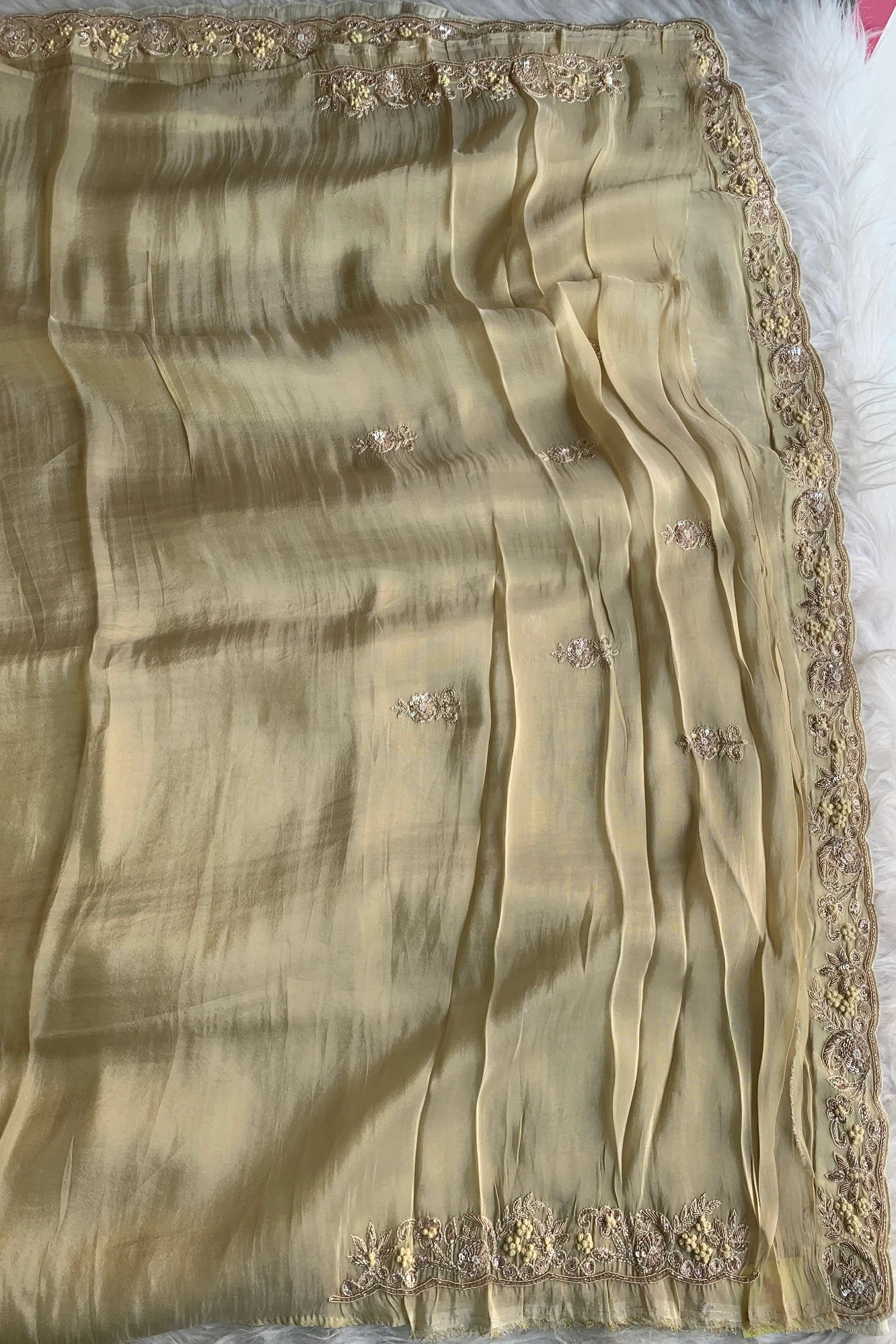 Butter Yellow Tissue Saree 5523 01