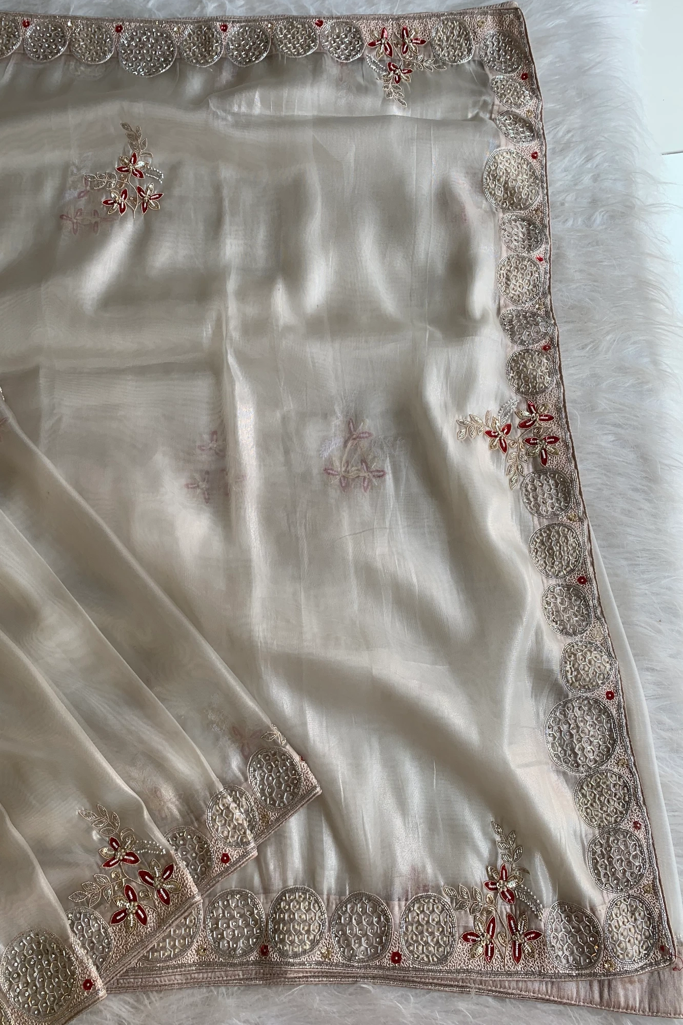 White Embellished Organza Saree 5111 11