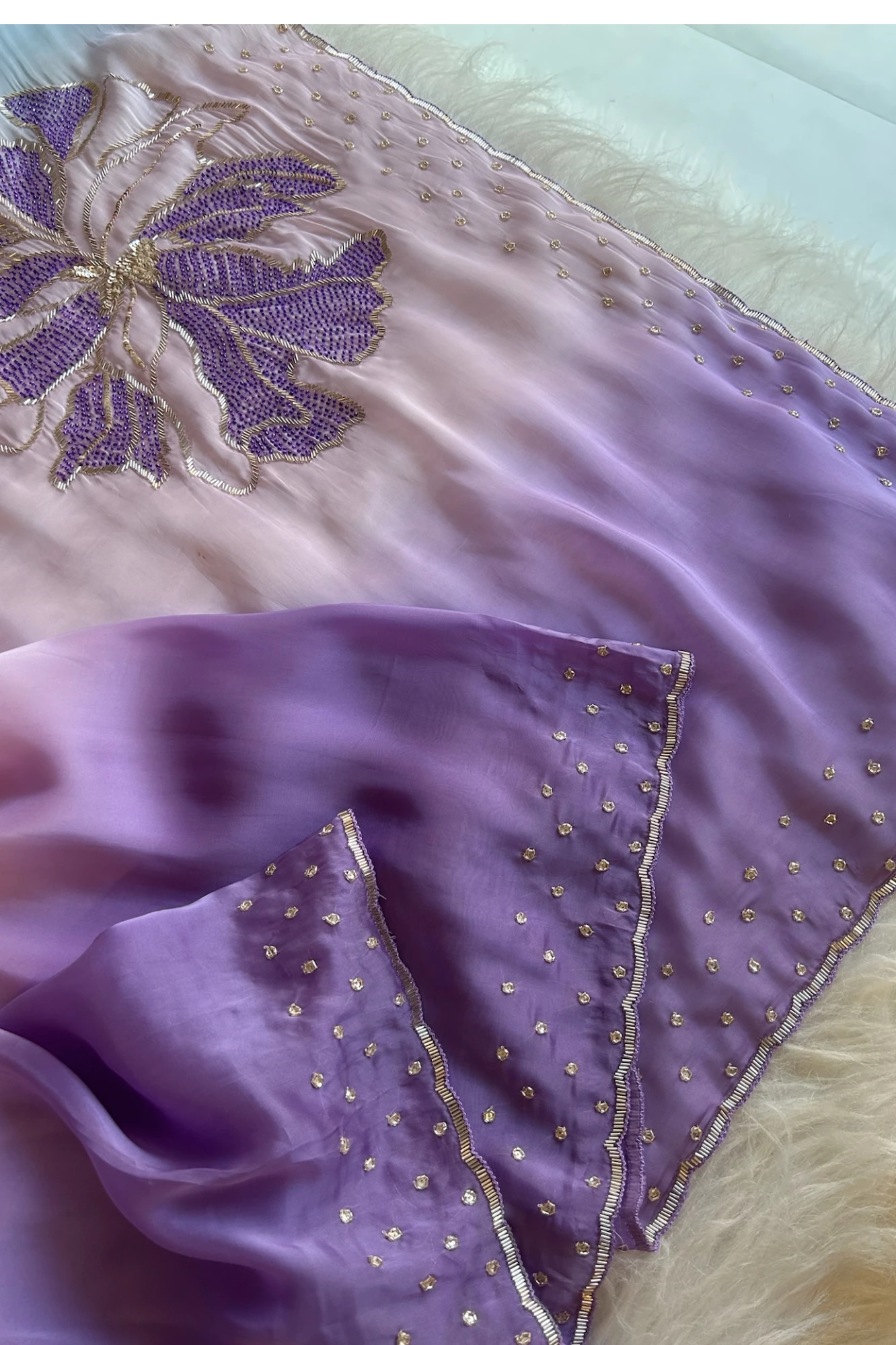 Three-Tone Ombre Habutai Silk Saree with Designer Pallu 5765 03