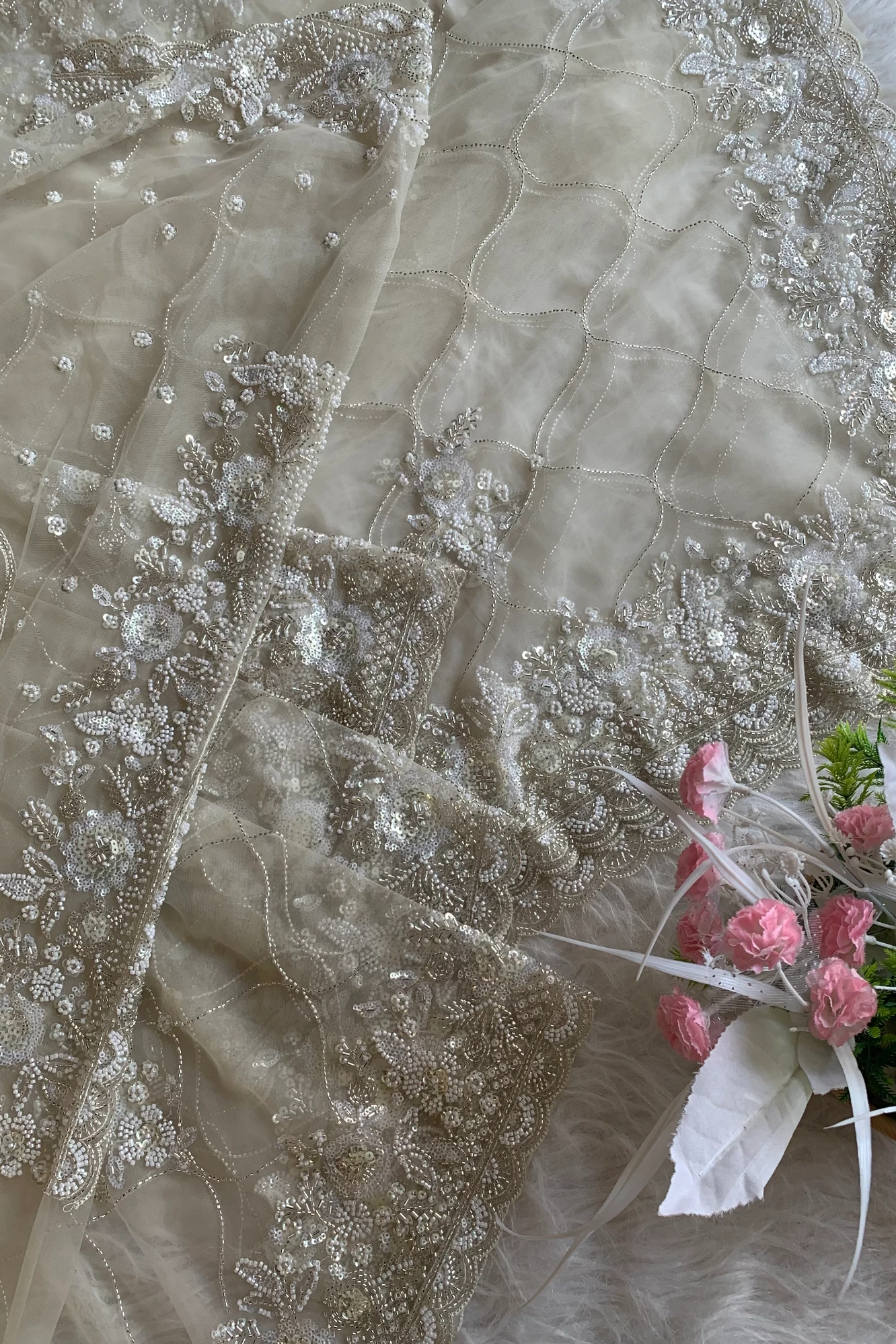 Off White Net Saree 5814 02