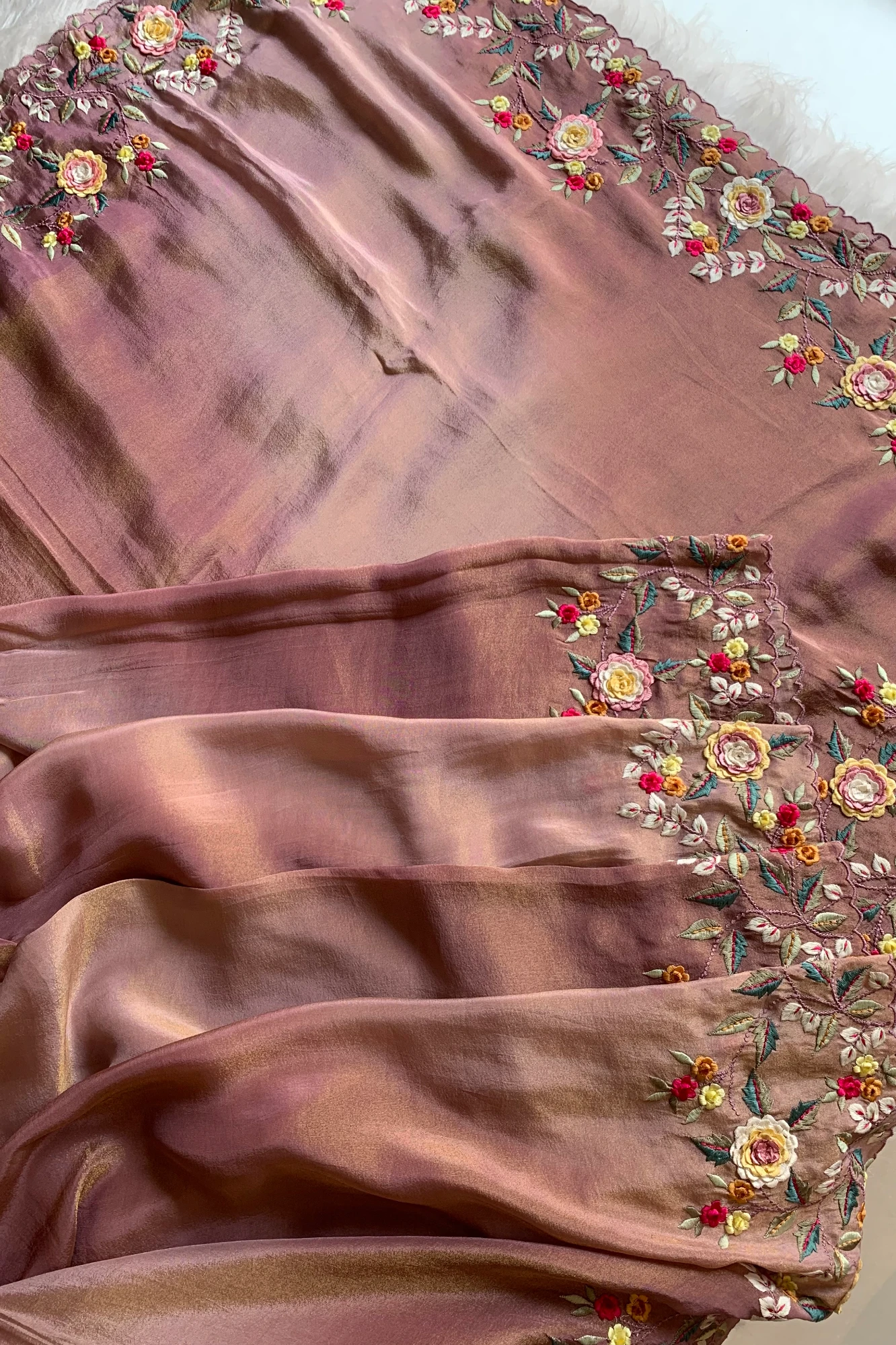 Shaded Floral Thread Embroidered Tissue Saree 5755 13