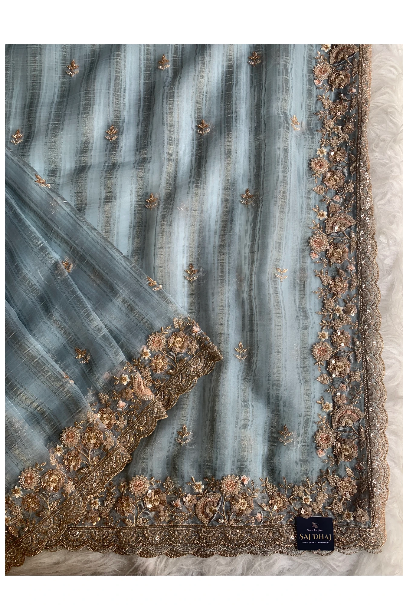 Sky Blue Organza Saree 5820 01
