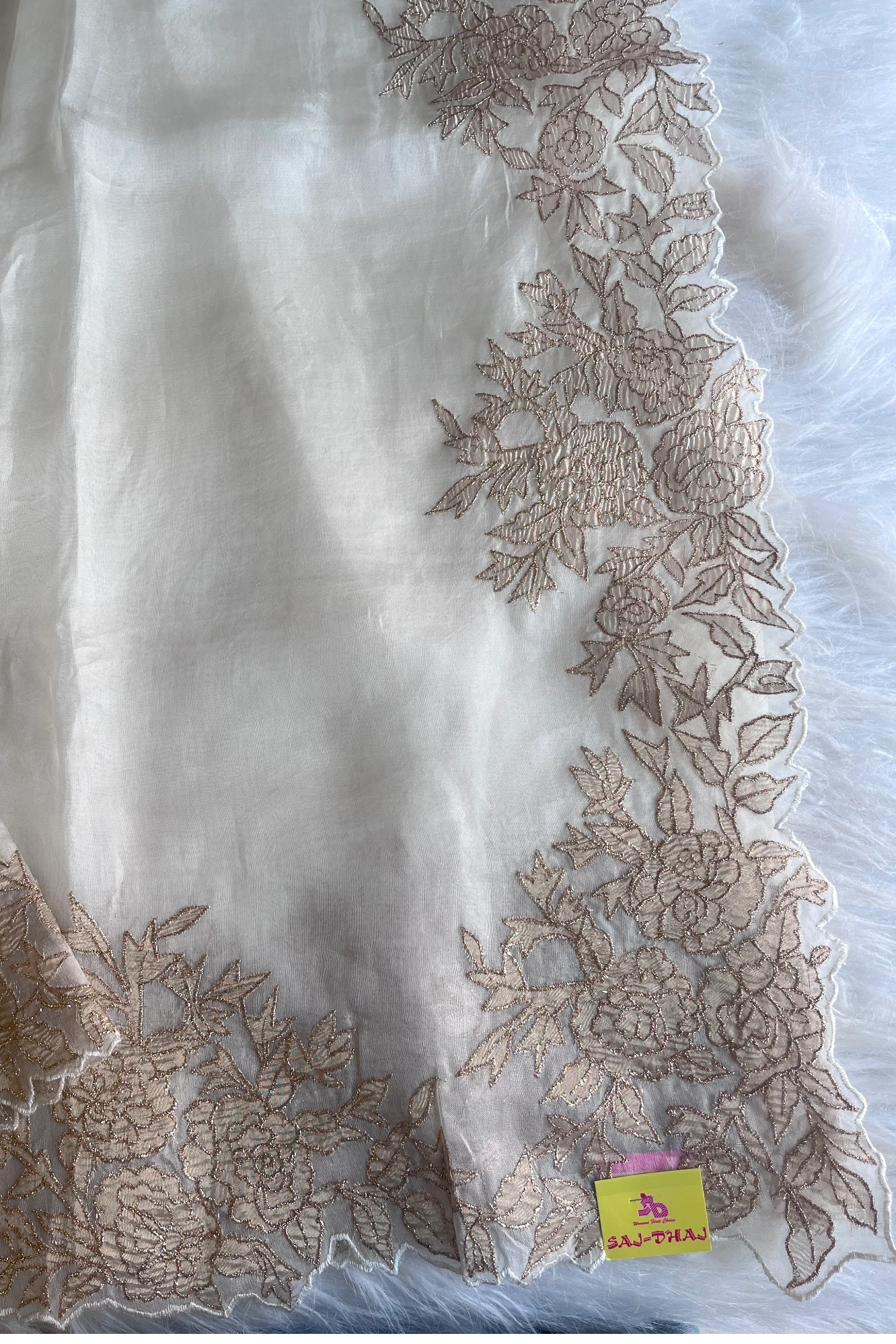 Off White Kora Organza Saree 5766 03