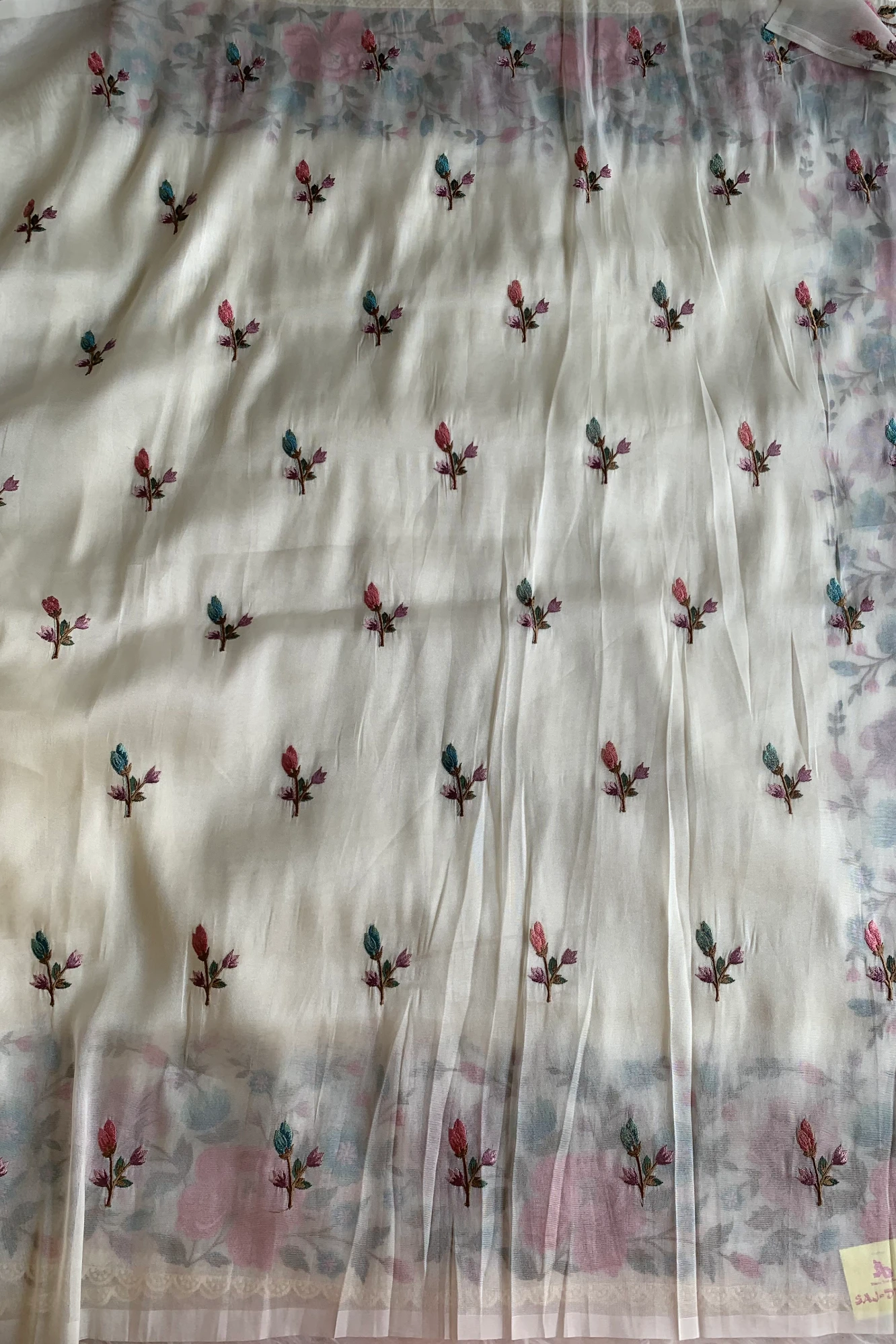 White Tissue Organza Saree 5773 01
