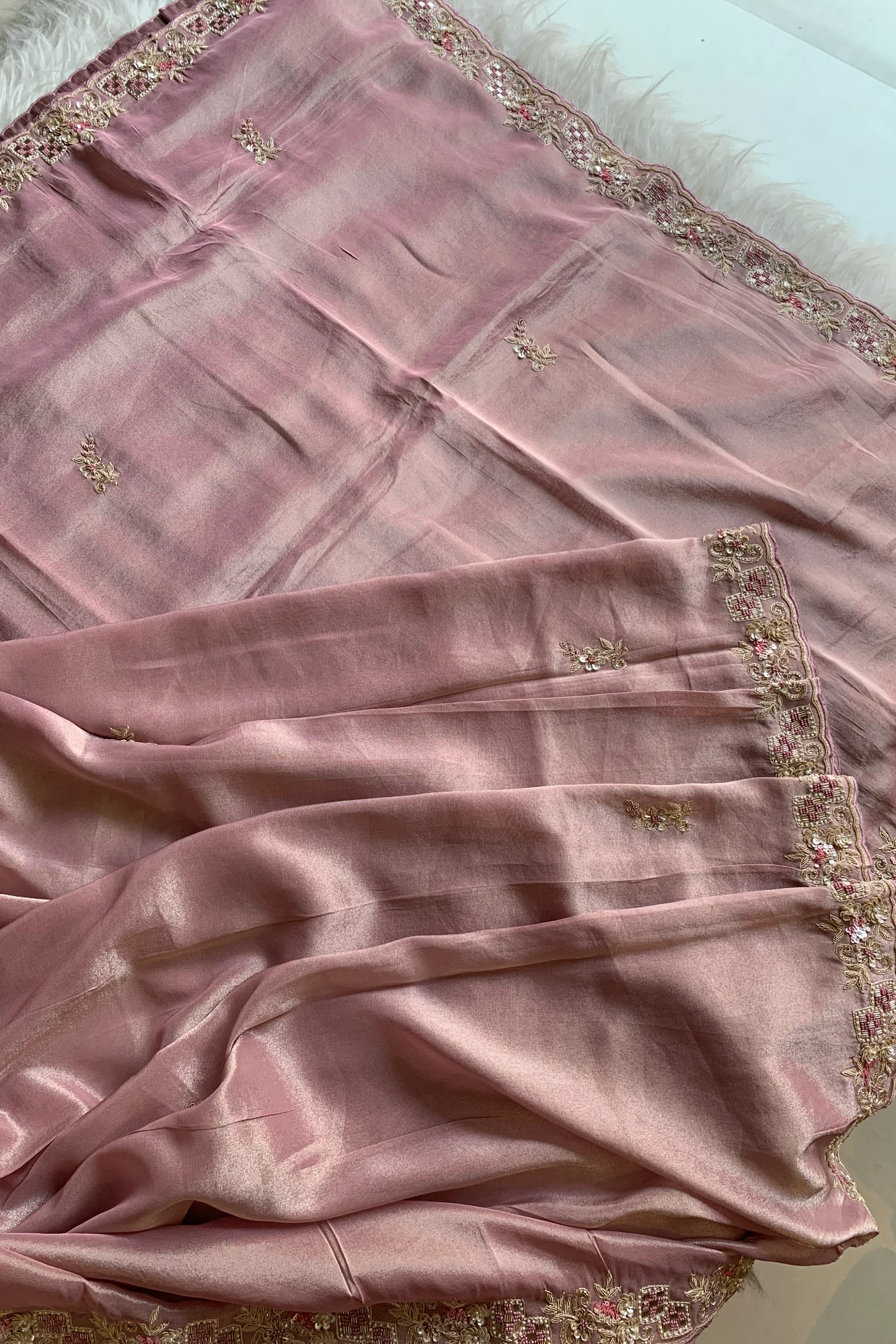 Peach Aari Thari Tissue Saree 5760 01