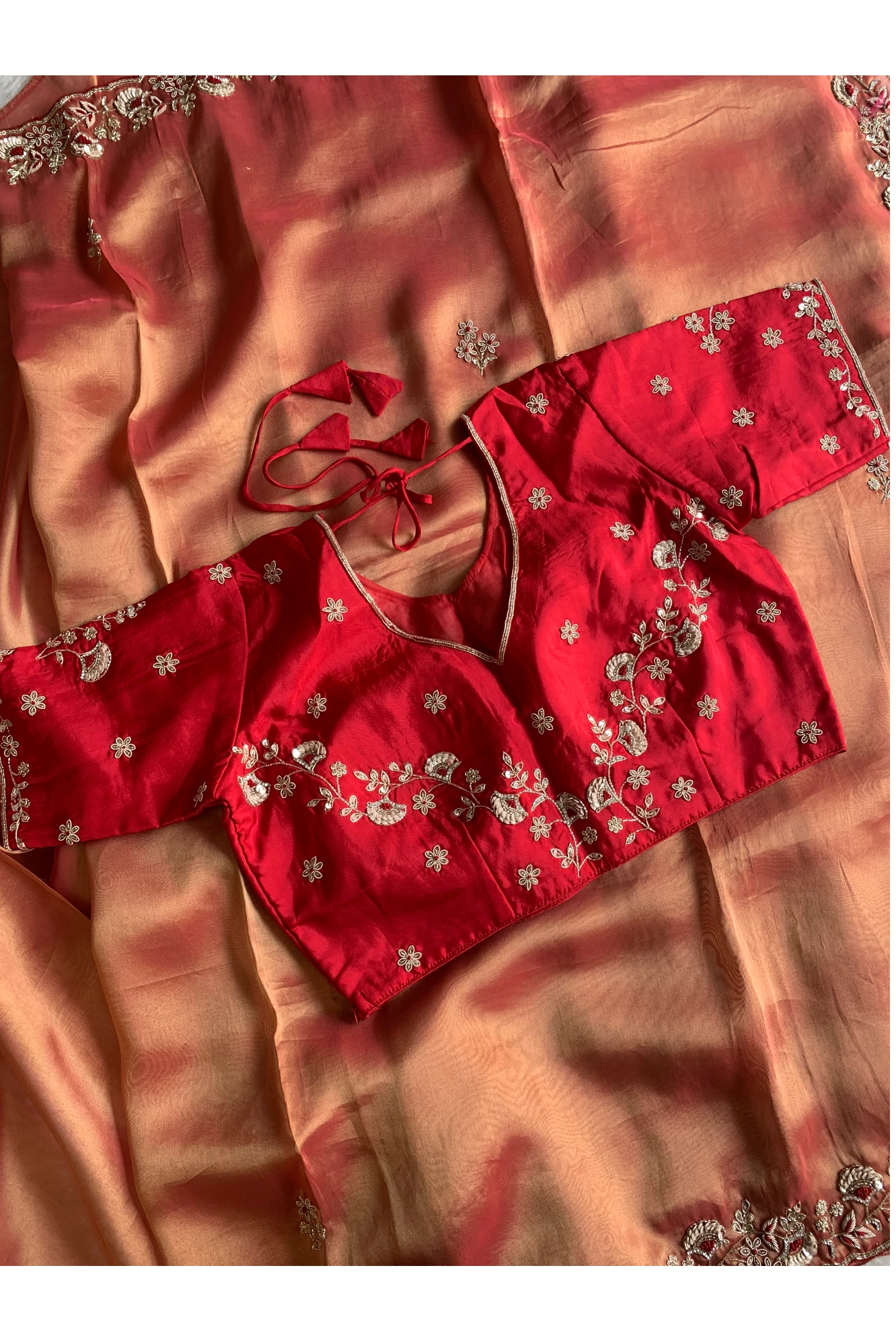 Brick Tissue Silk Saree 5525 02