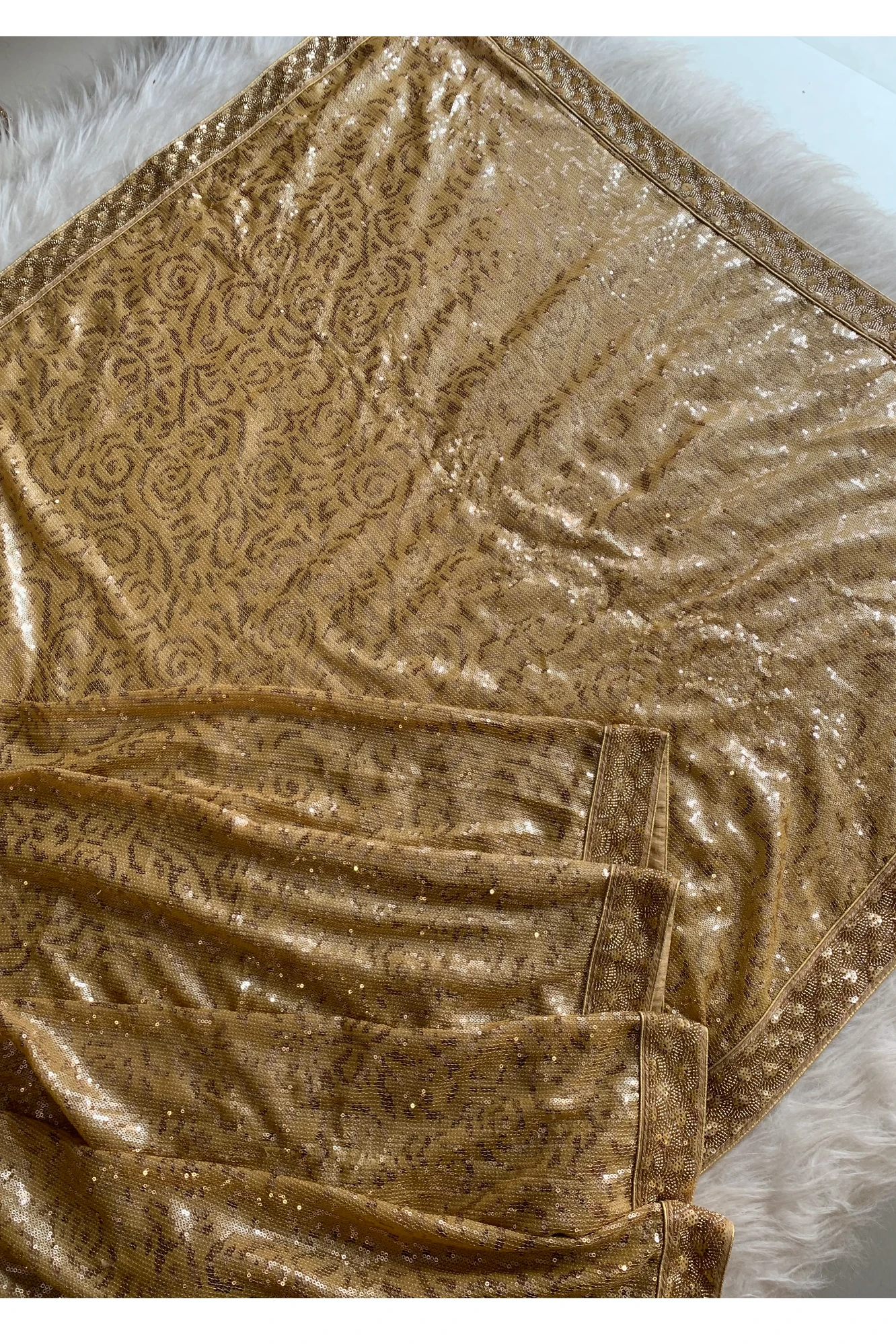 Gold Fancy Sequin Saree 5801 09