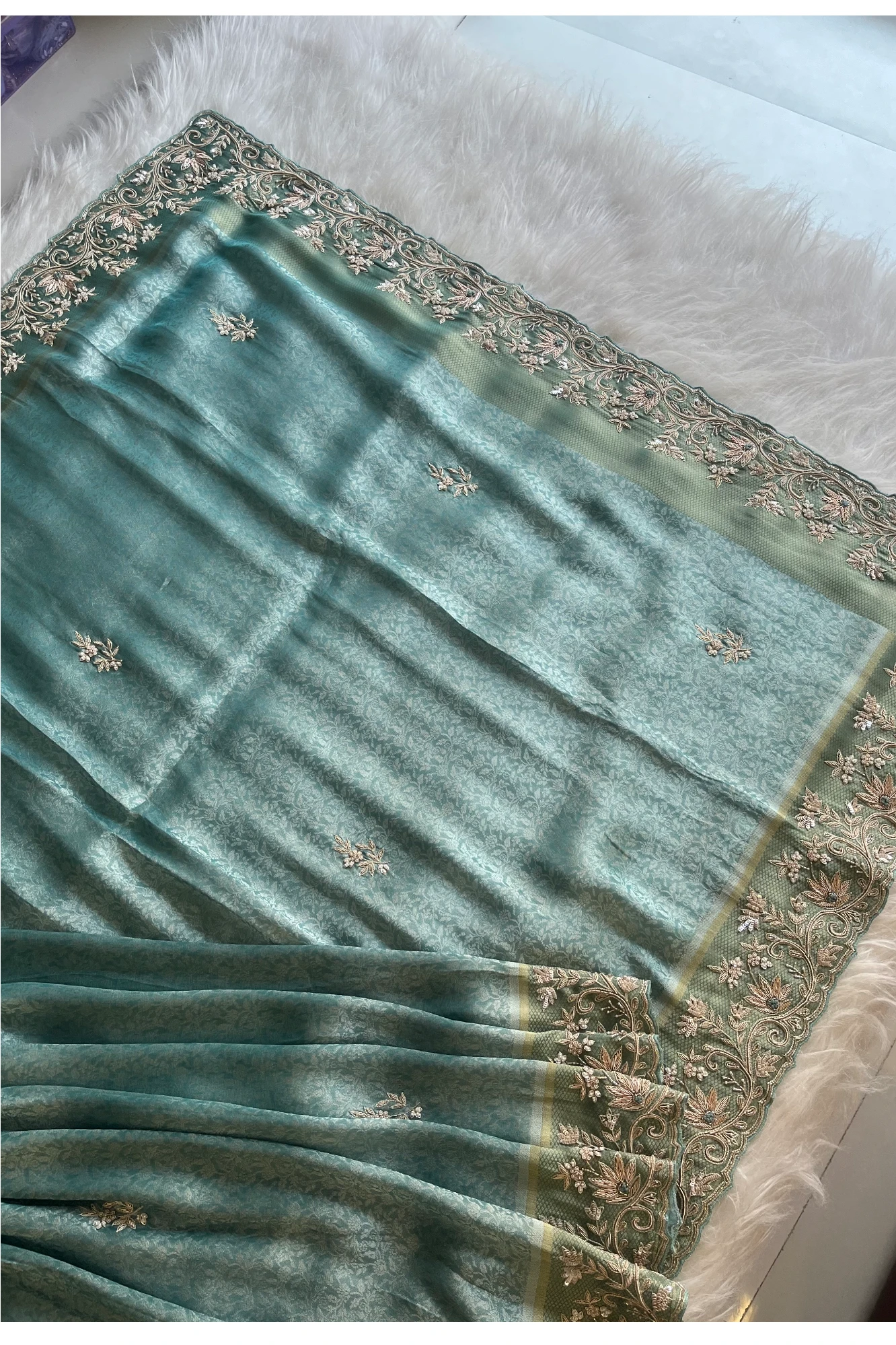 Sea Blue Kanchipuram Silk Saree 5764 05
