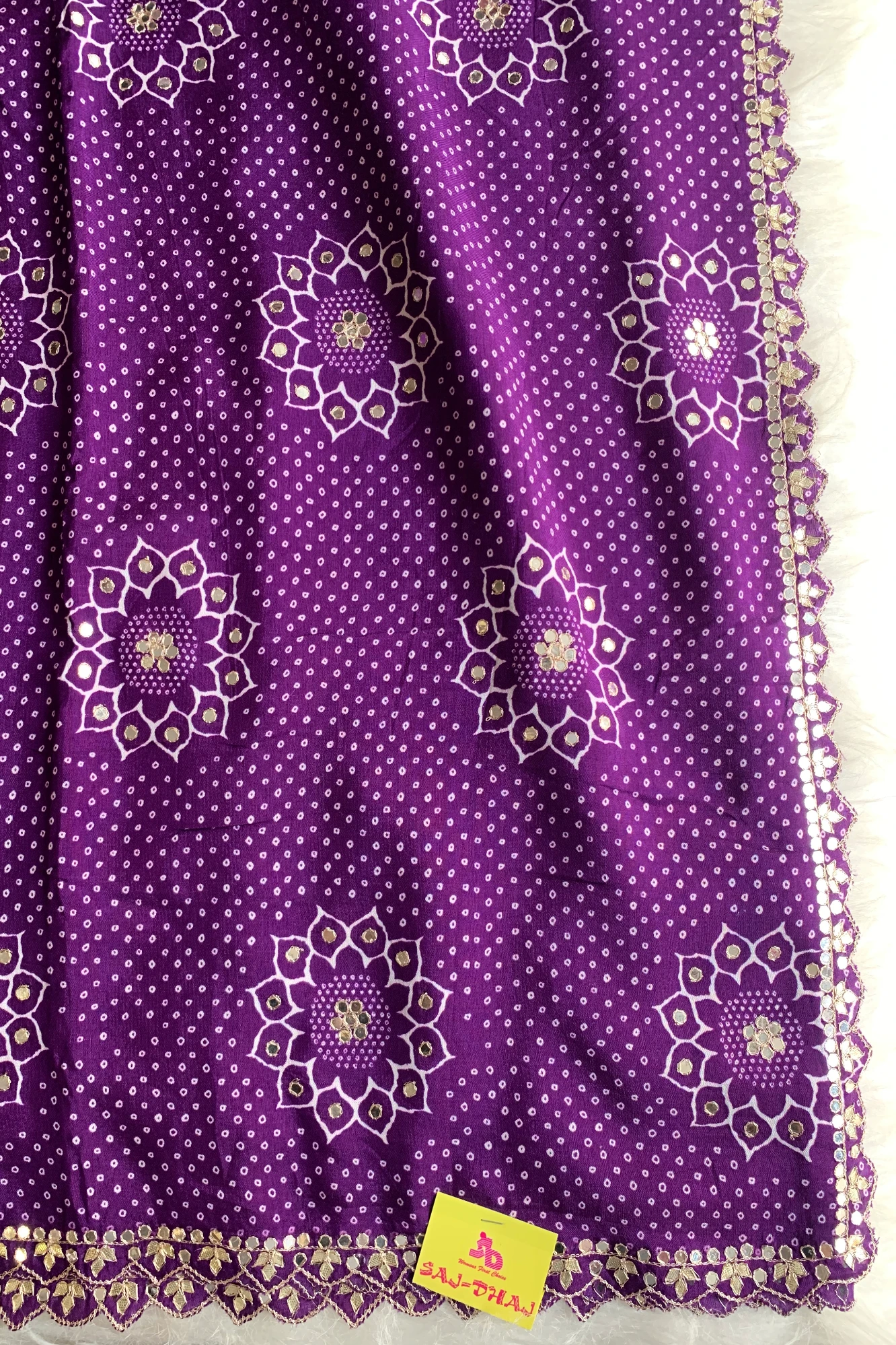 Purple Bandhej Russian Silk Saree 5755 01