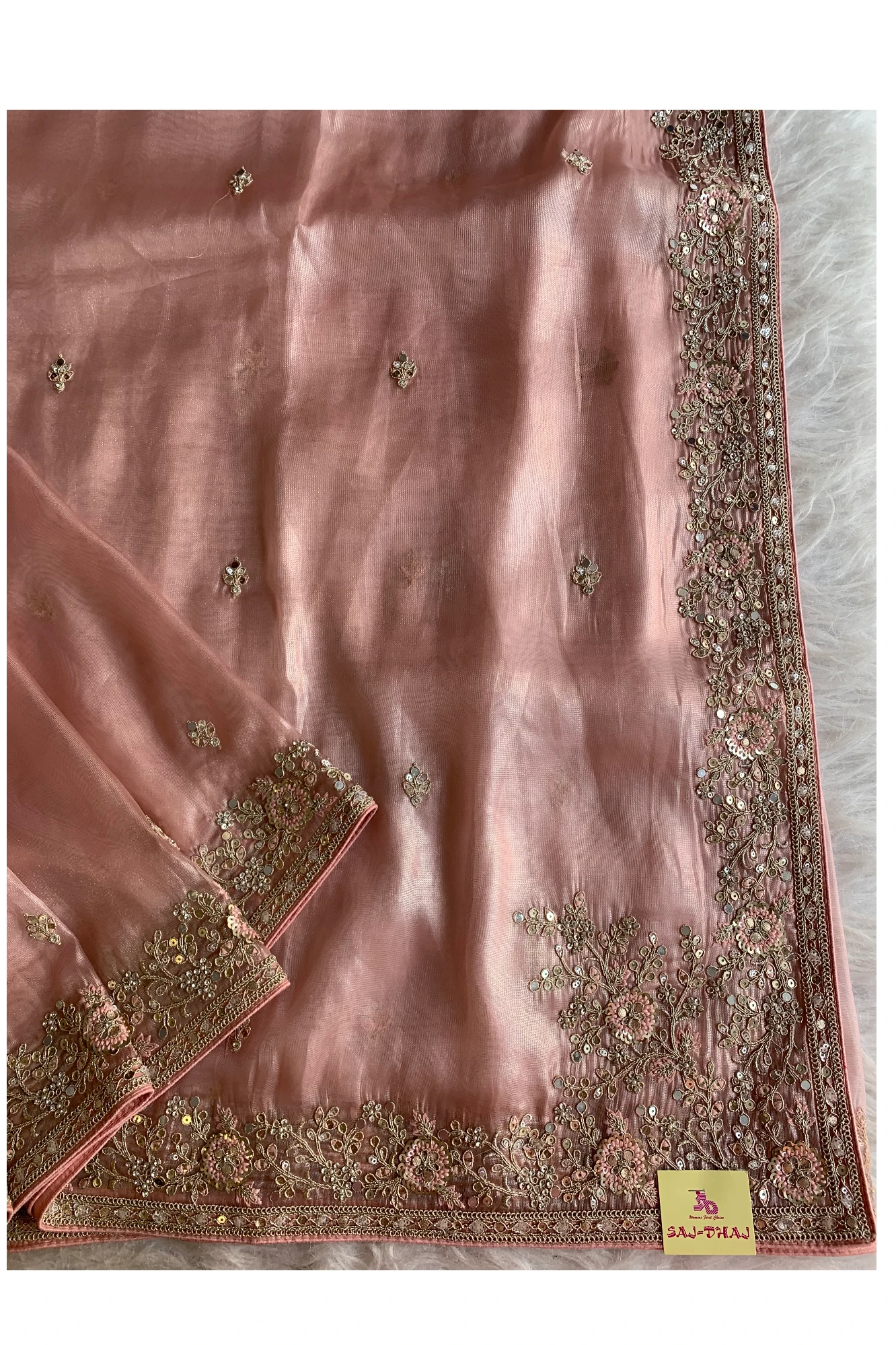 Peach Reyana Organza Saree 5777 04