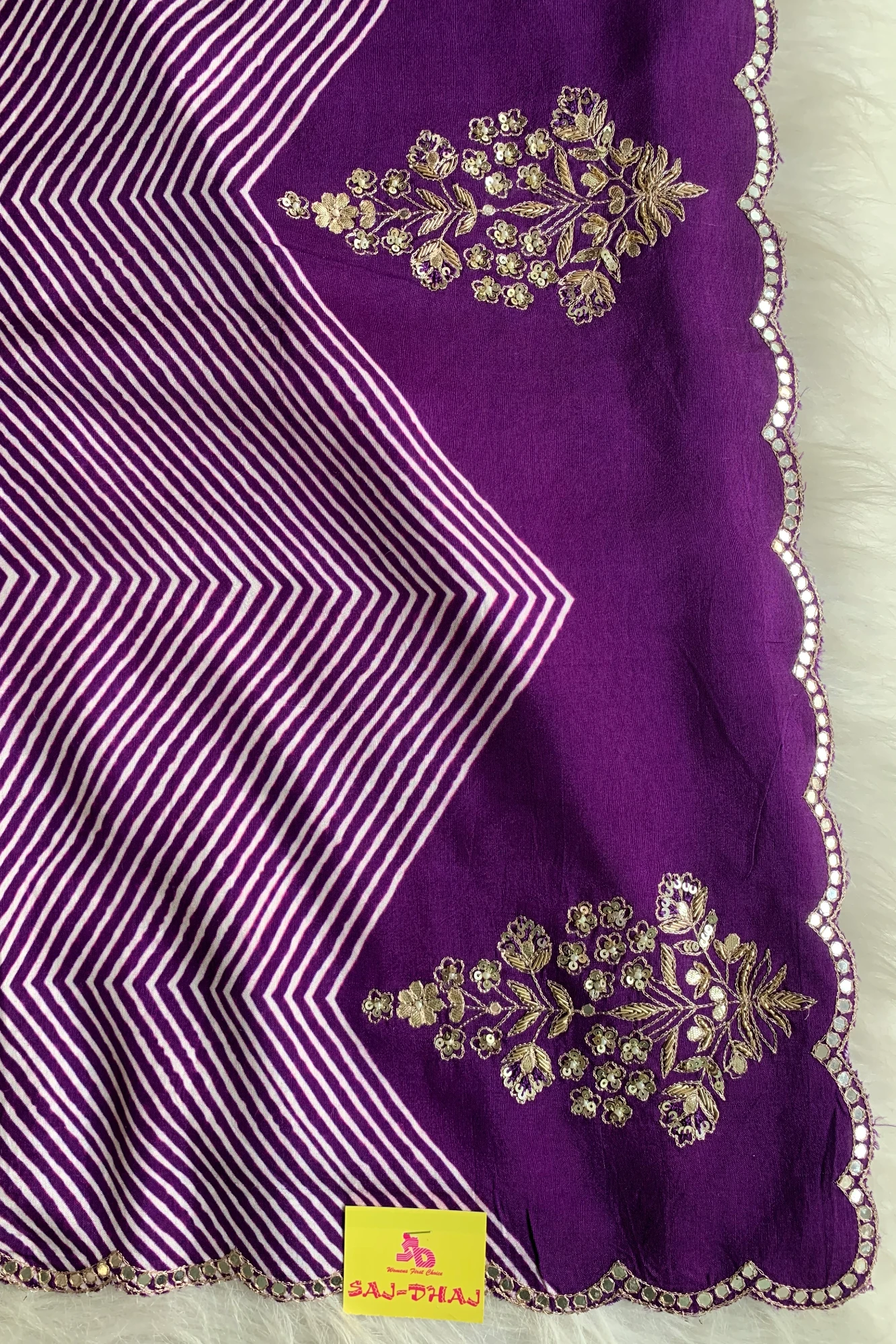 Purple Leheriya Russian Silk Saree 5755 06