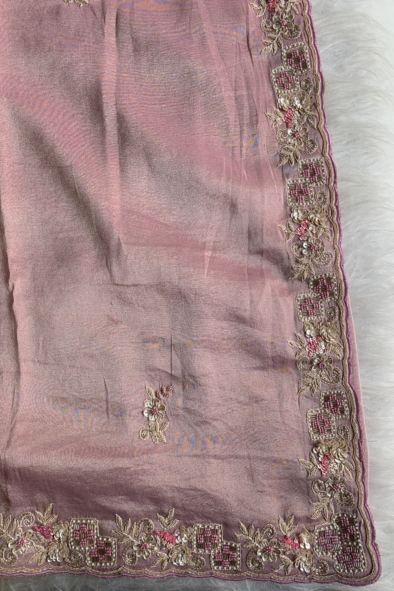 Peach Aari Thari Tissue Saree 5760 01