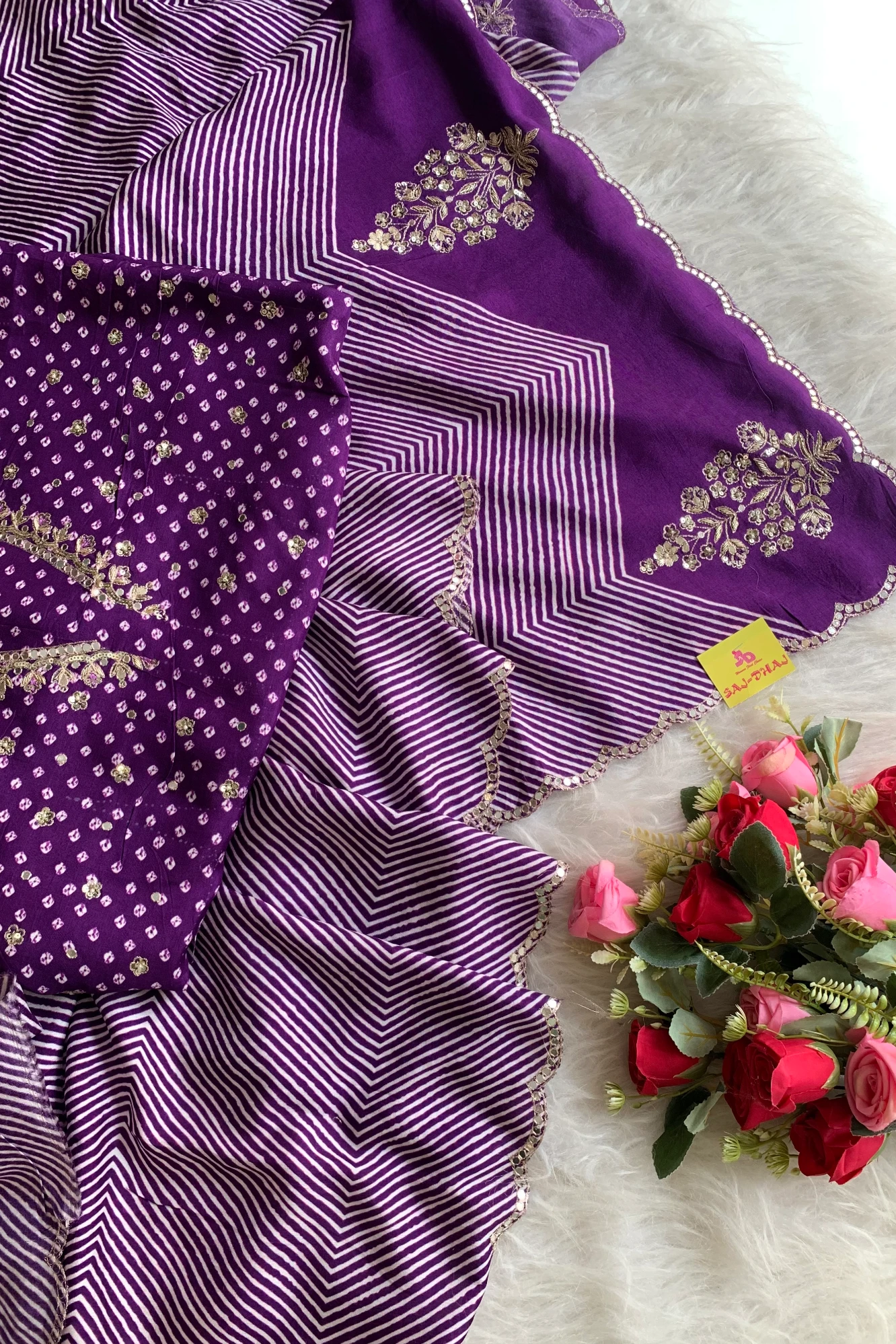 Purple Leheriya Russian Silk Saree 5755 06